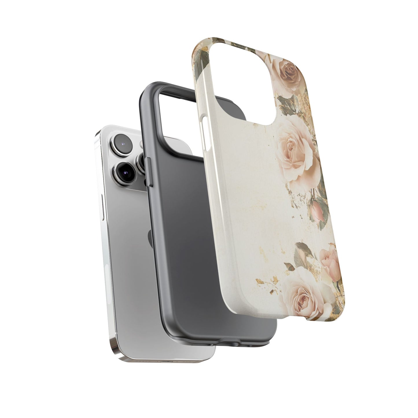 Antique Floral Tough Phone Case - Elegant Rose Design