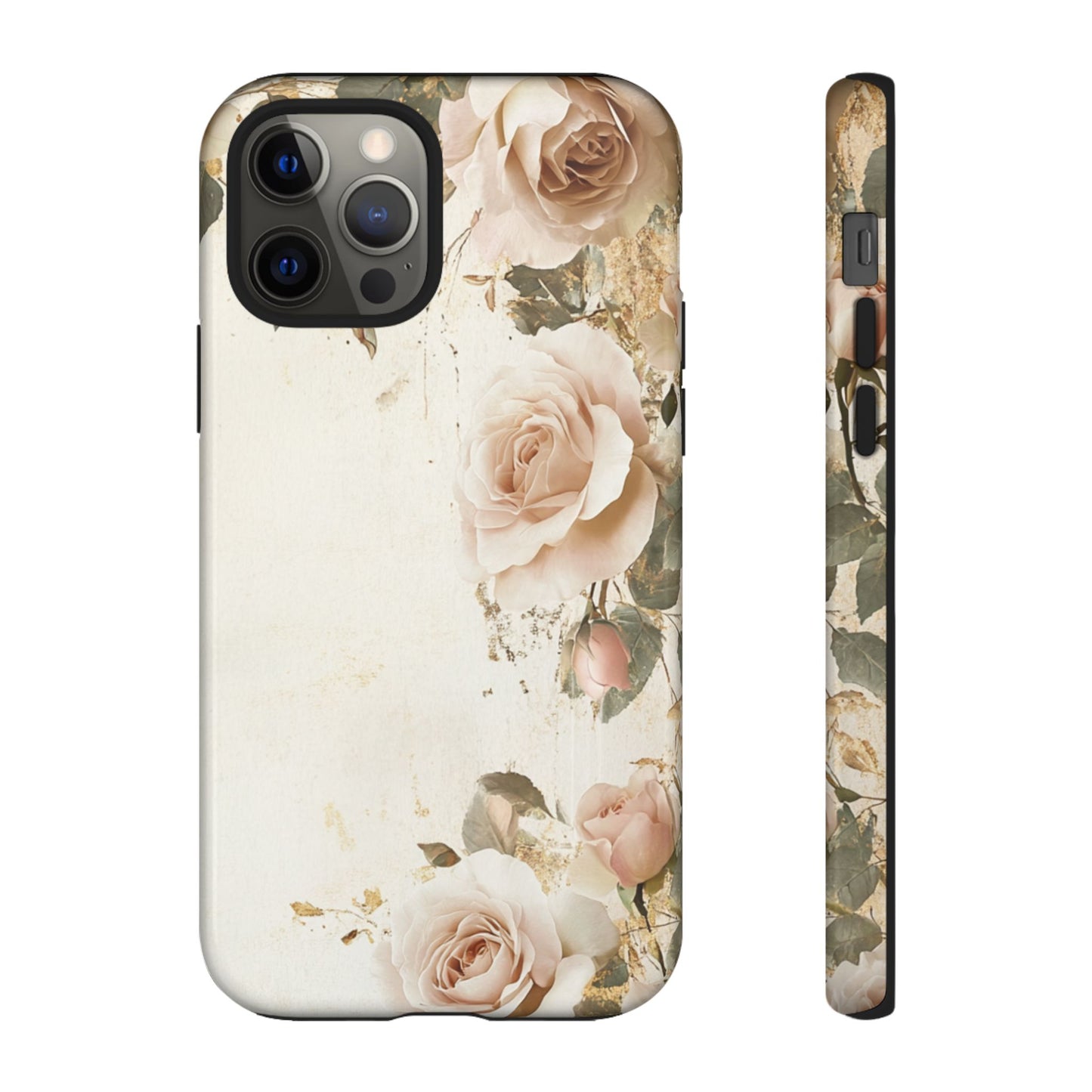 Antique Floral Tough Phone Case - Elegant Rose Design