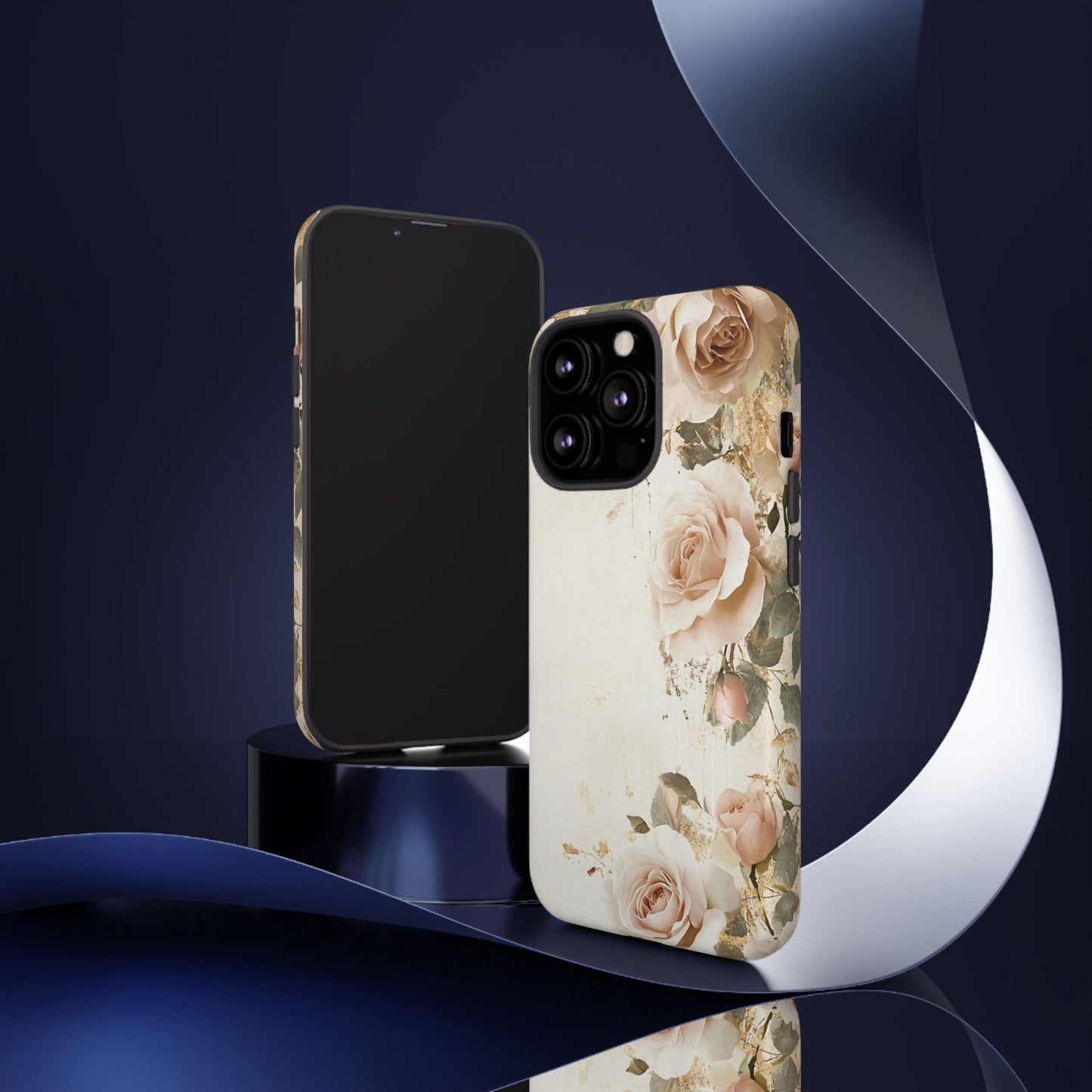 Antique Floral Tough Phone Case - Elegant Rose Design