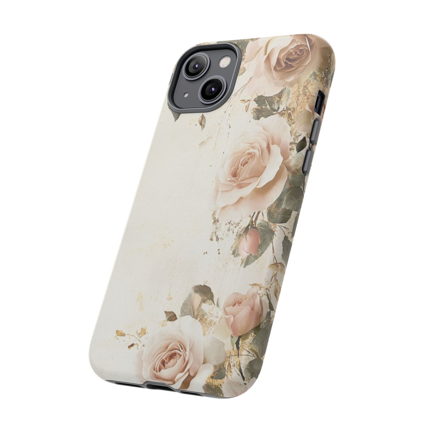 Antique Floral Tough Phone Case - Elegant Rose Design