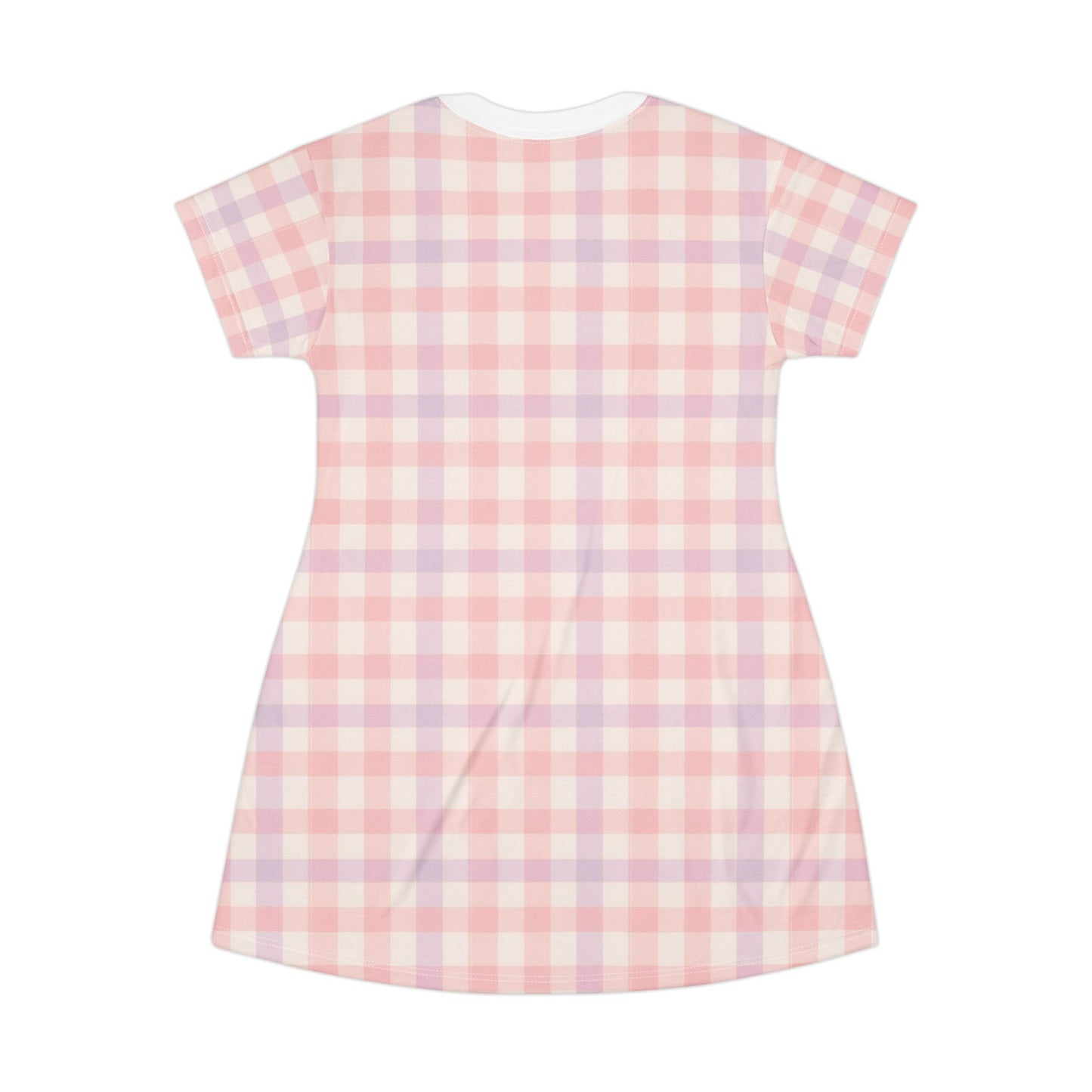 Chic Pastel Gingham T-Shirt Dress, Casual Summer Outfit, Relaxed Fit Dress, Everyday Wear, Perfect for Picnics, Brunch, and Gifts