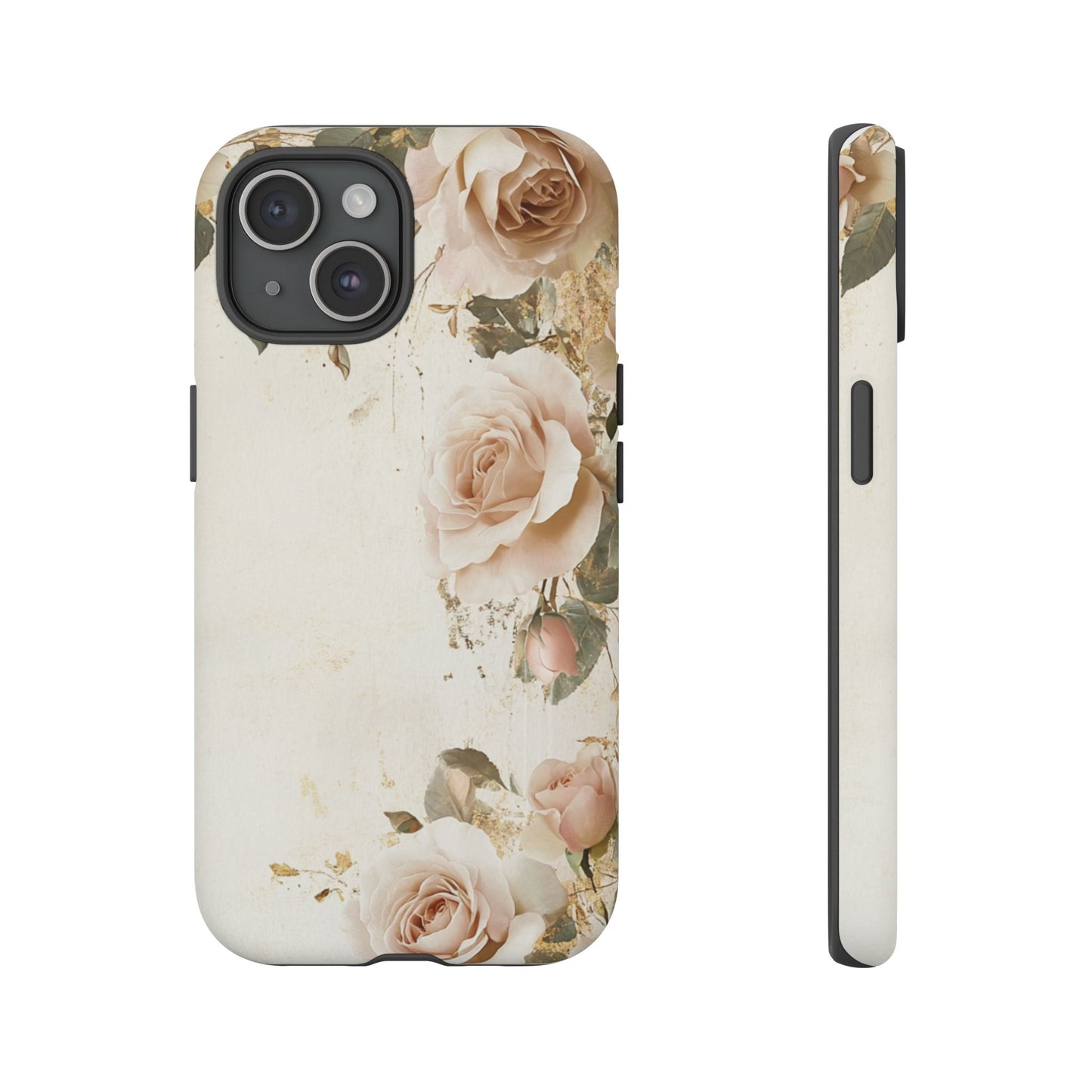 Antique Floral Tough Phone Case - Elegant Rose Design