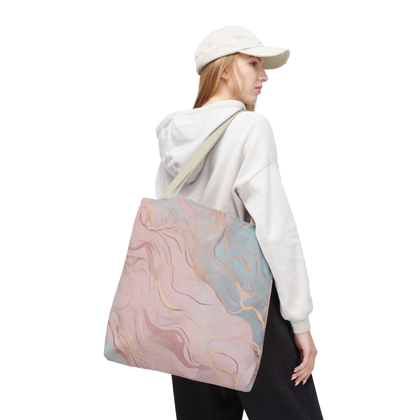 Elegant Abstract Tote Bag - Stylish Pink and Blue Design for Everyday Use