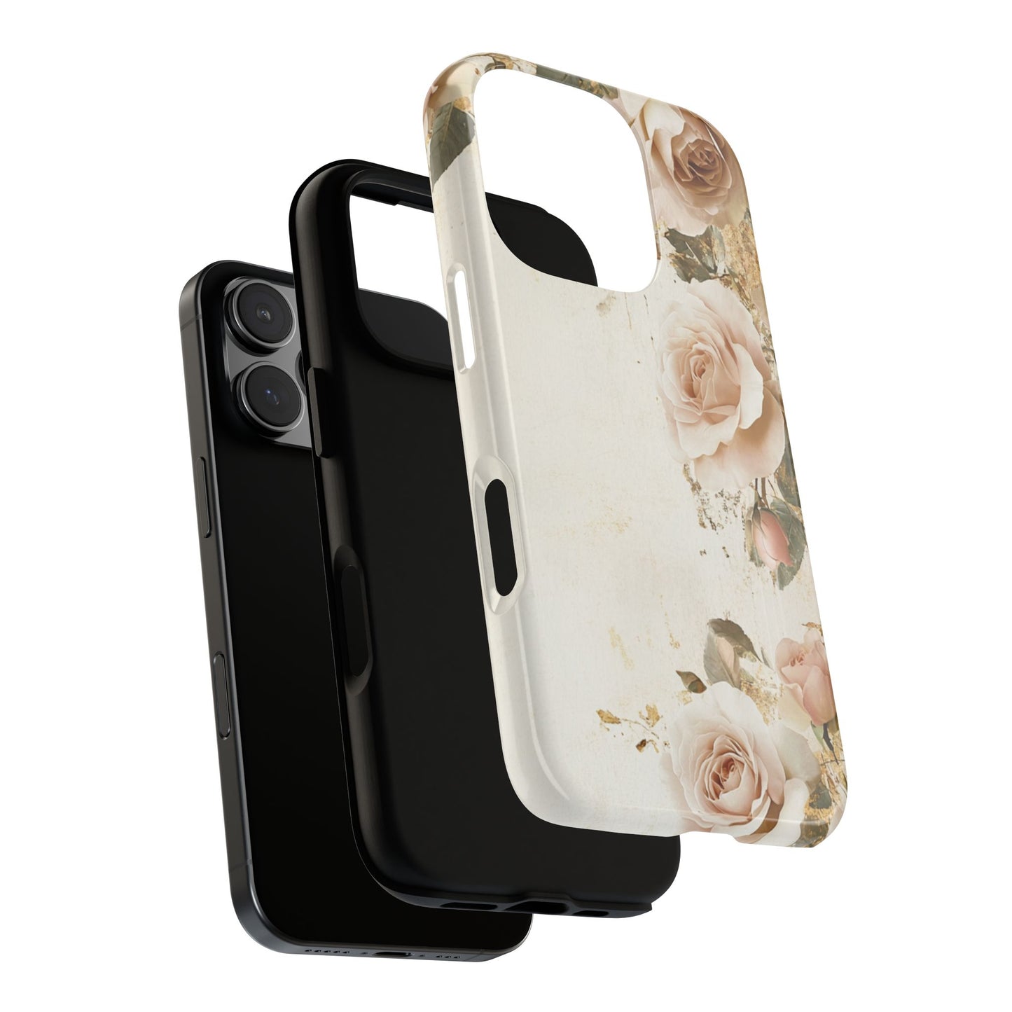 Antique Floral Tough Phone Case - Elegant Rose Design