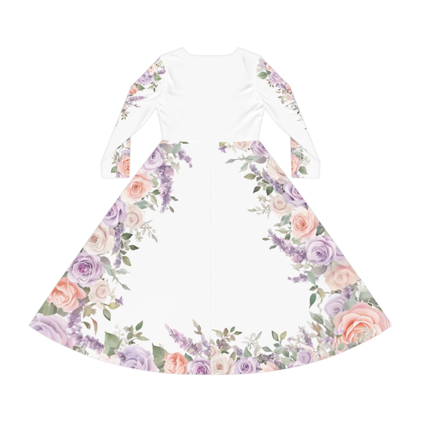 Floral Border Long Sleeve White Dance Dress for Elegant Occasions