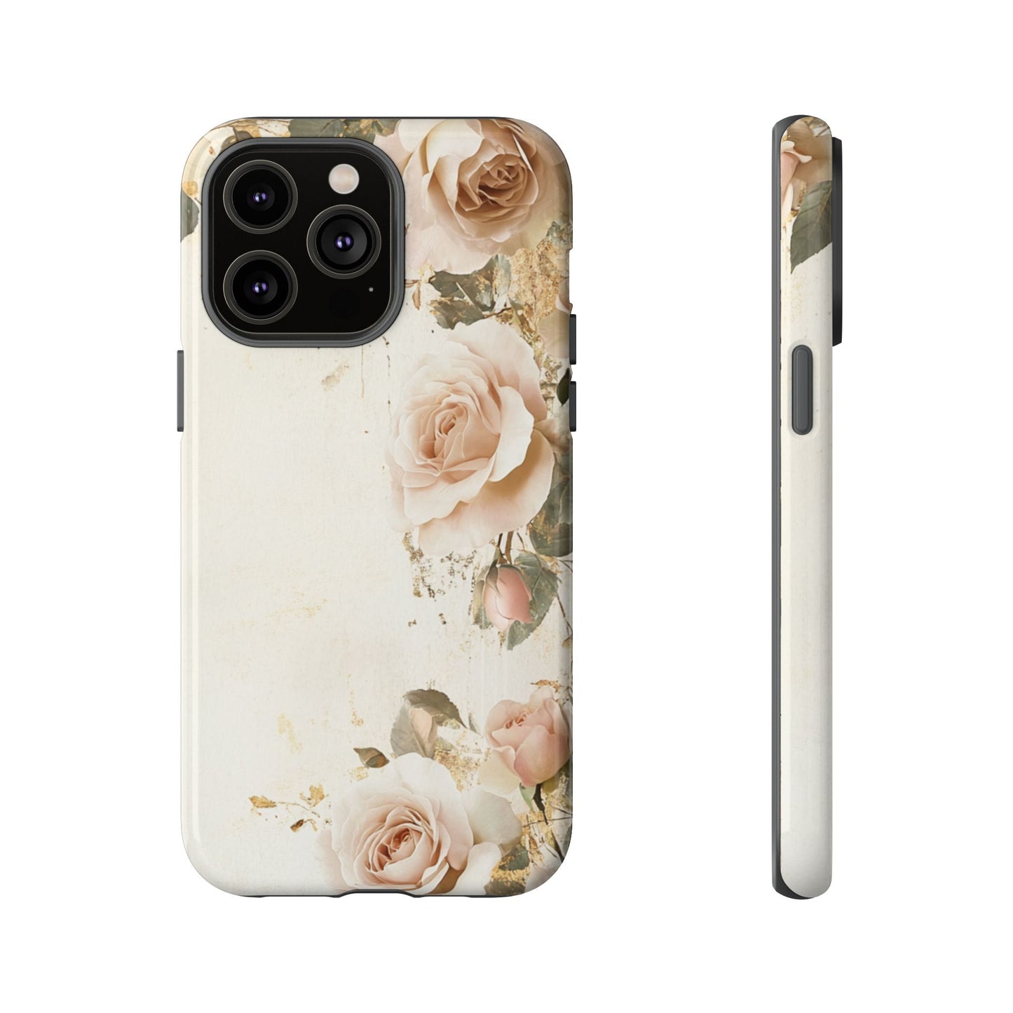 Antique Floral Tough Phone Case - Elegant Rose Design
