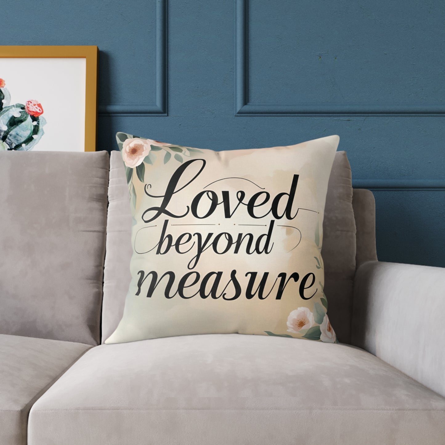 Inspirational Quote Floral Throw Pillow Religious Decor Scripture Inspiration Room Accent Pink Green - Love Beyond Measure