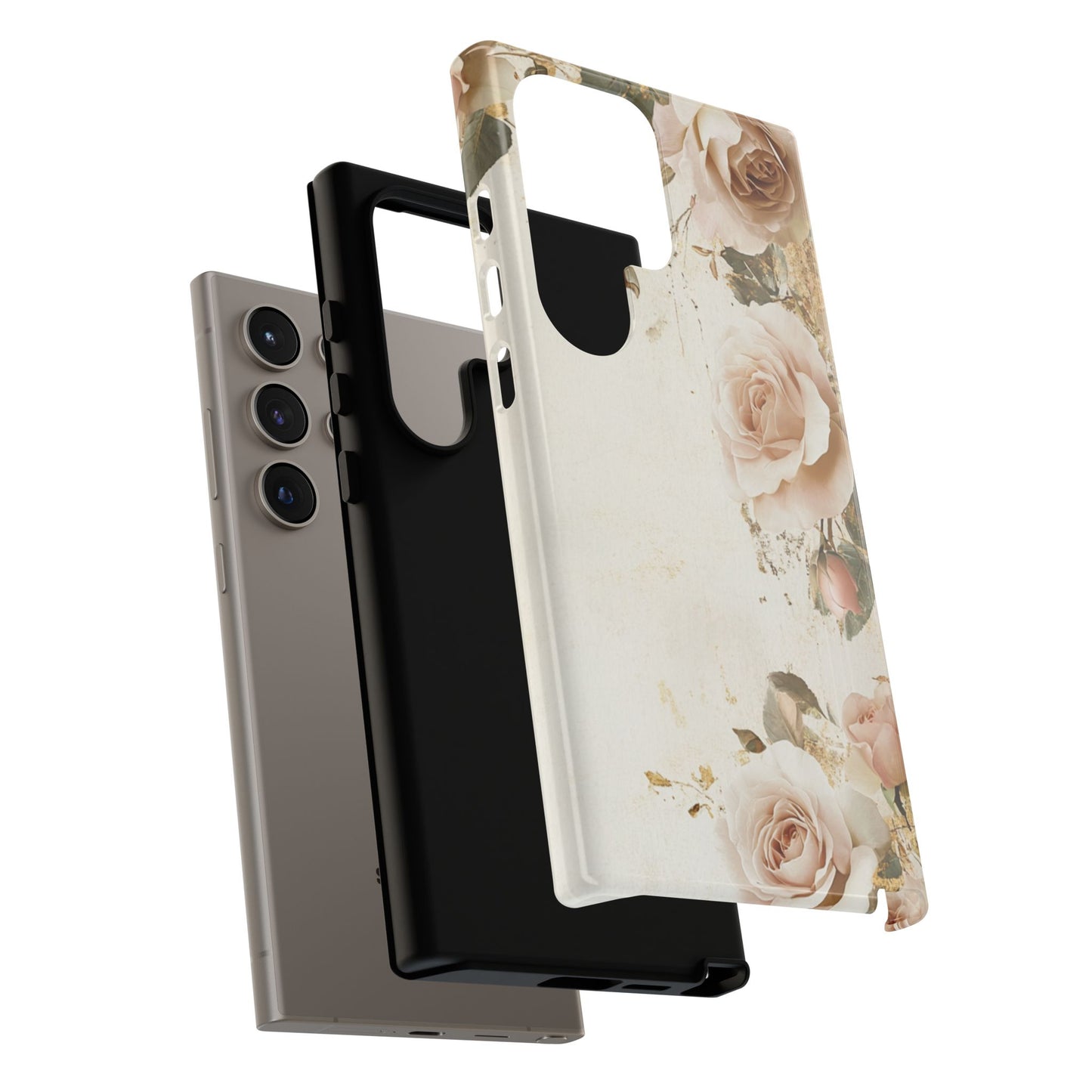Antique Floral Tough Phone Case - Elegant Rose Design