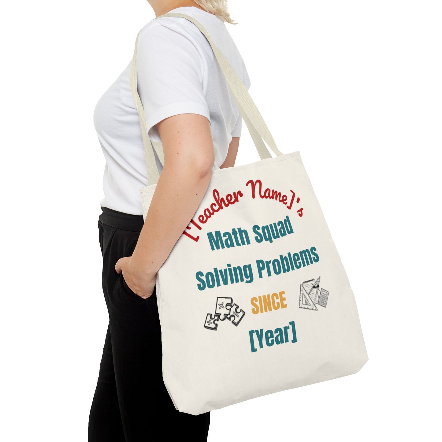 Personalized Teacher Tote Bag, Math Squad Bag, School Supply Tote, Gift for Teachers, Classroom Essentials, Teacher Appreciation
