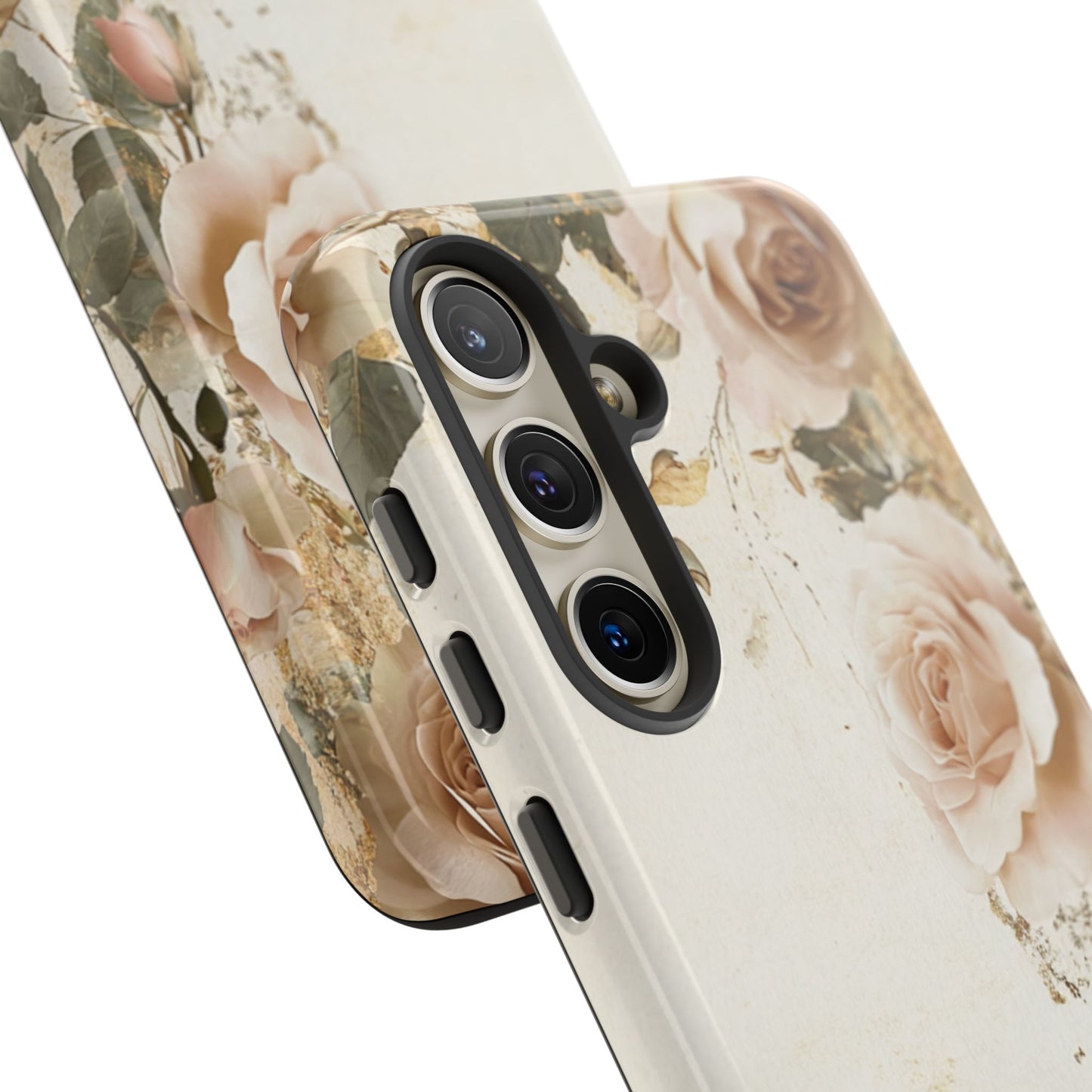 Antique Floral Tough Phone Case - Elegant Rose Design