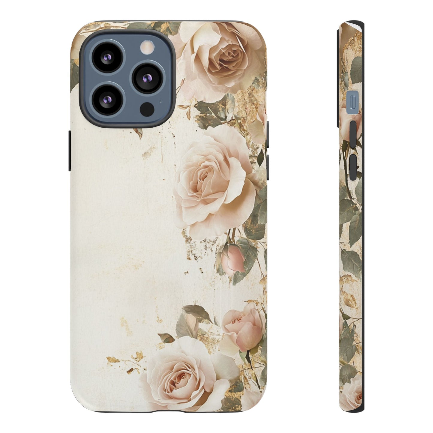 Antique Floral Tough Phone Case - Elegant Rose Design
