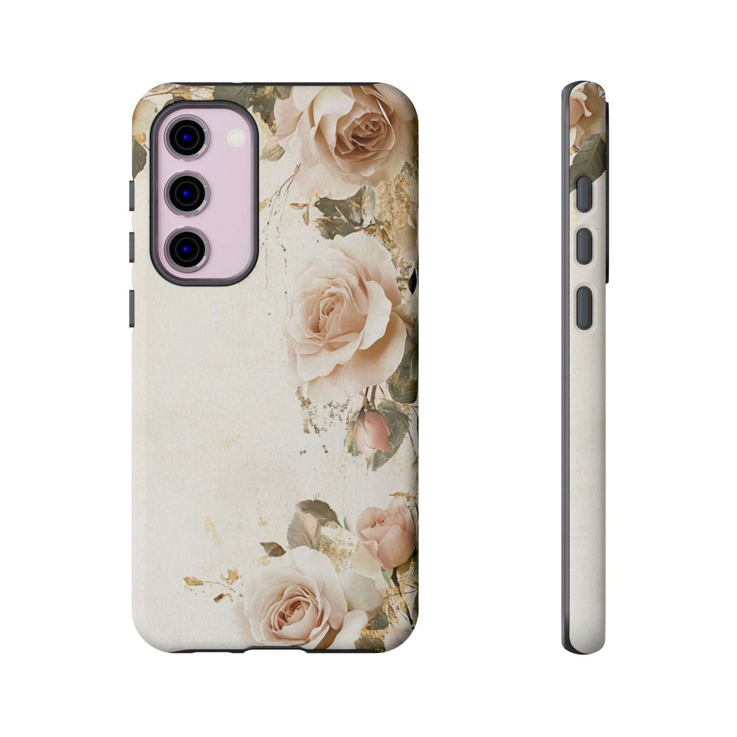 Antique Floral Tough Phone Case - Elegant Rose Design