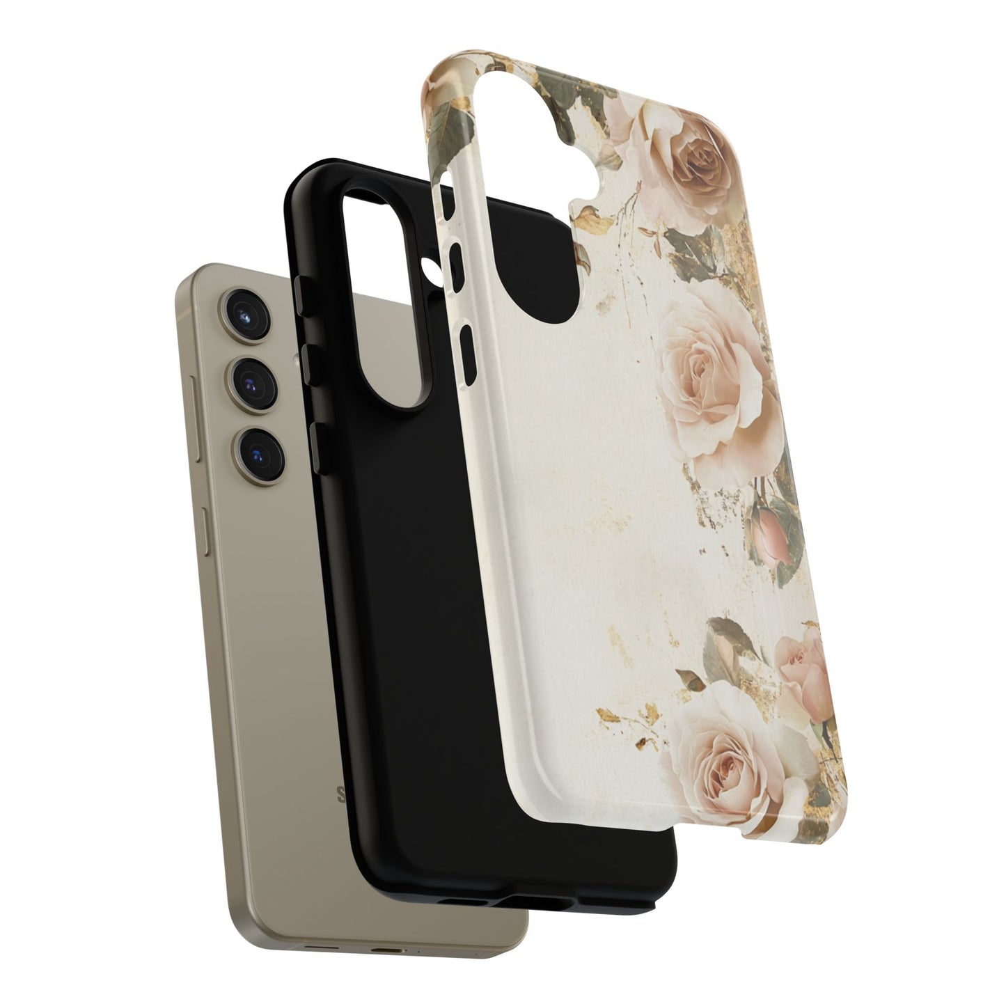 Antique Floral Tough Phone Case - Elegant Rose Design
