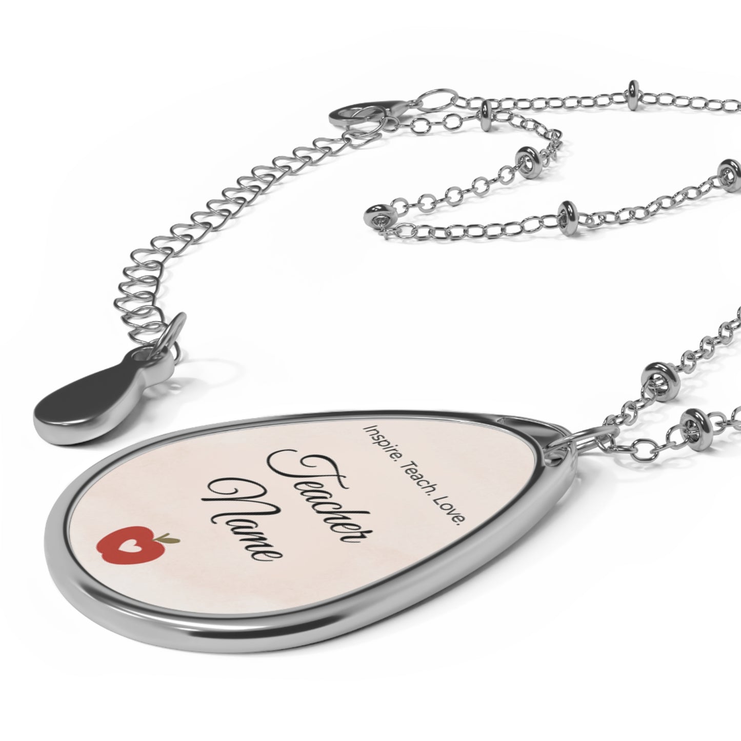 Inspire Teach Love Teacher Necklace, Personalized Gift for Educators, Graduation Jewelry, End of Year Present, Heart Teacher Pendant