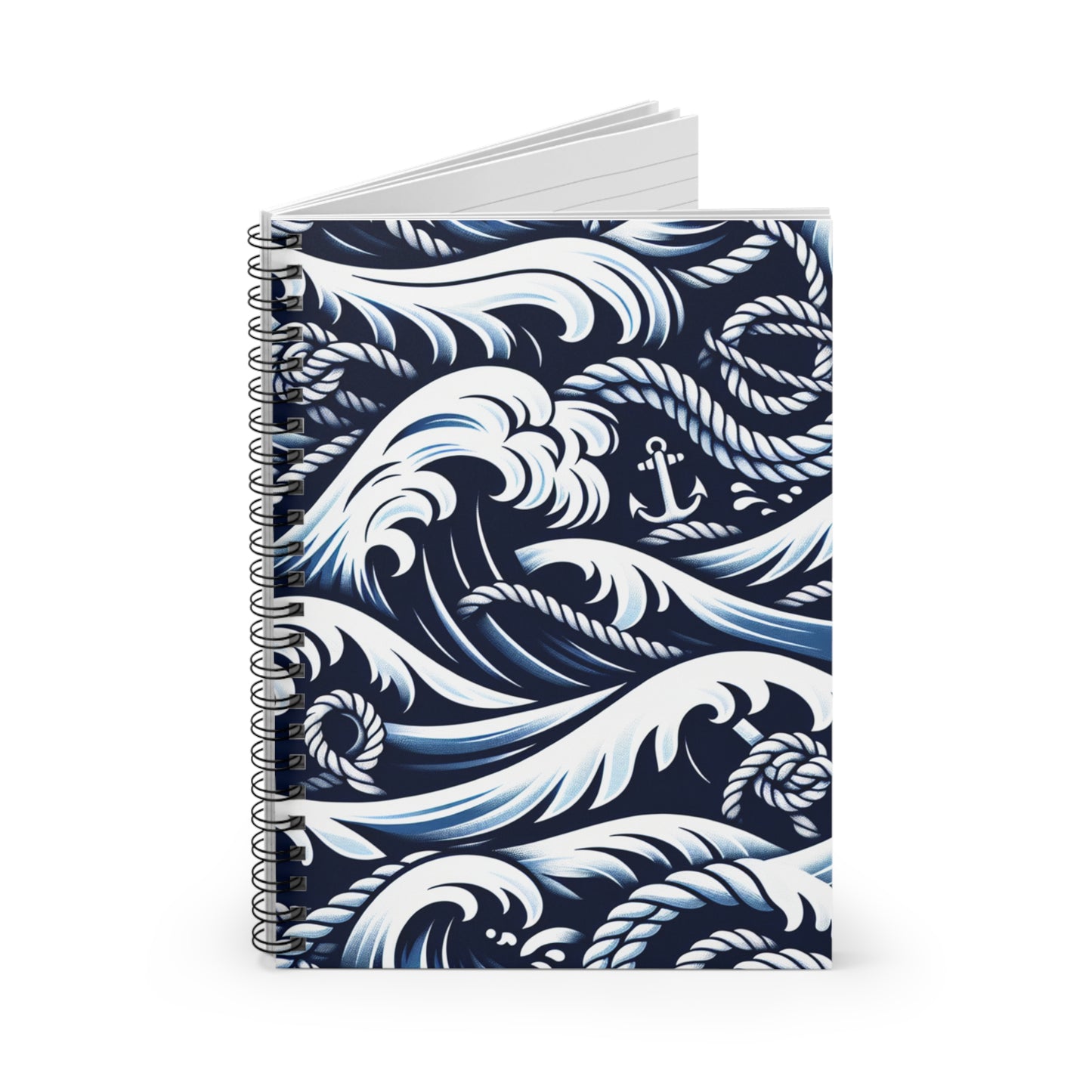 Nautical Waves Spiral Notebook - Ruled Lines, Ideal for Marine Enthusiasts