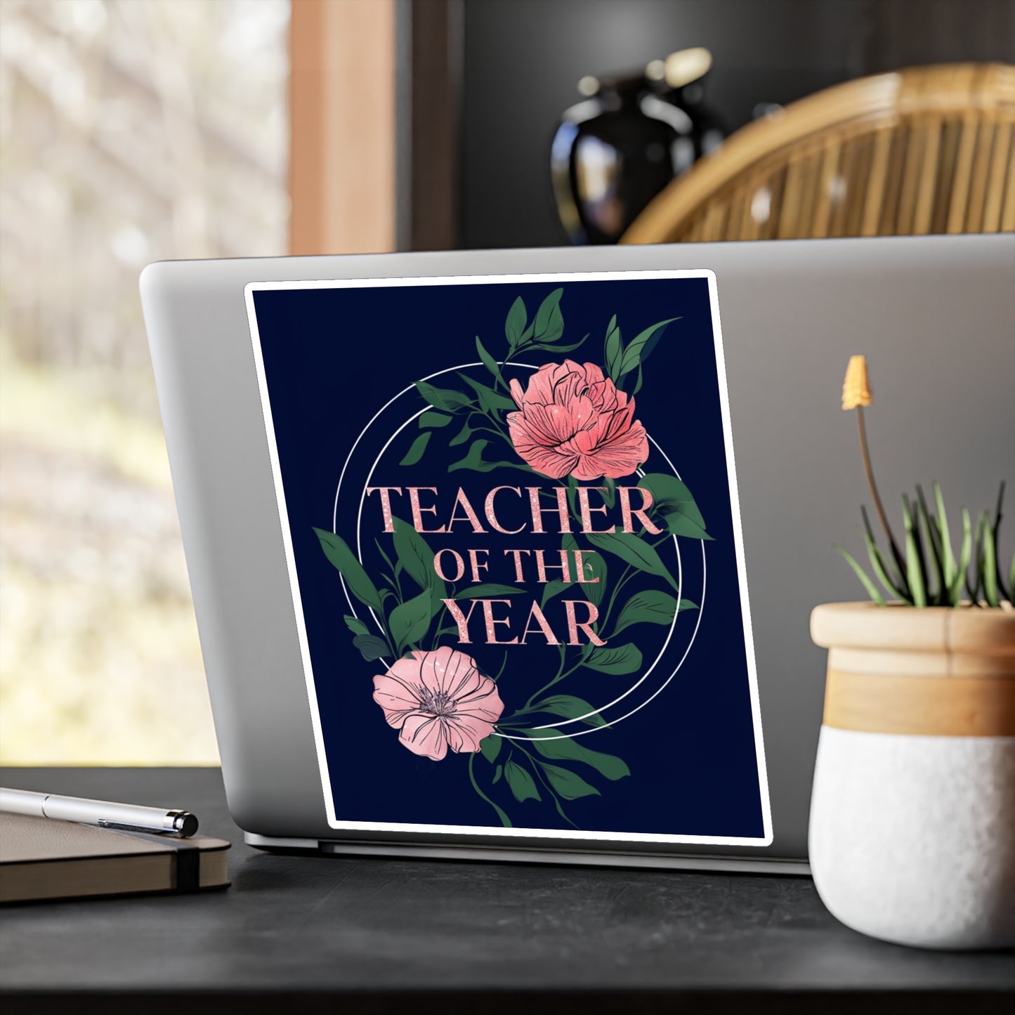 Teacher of the Year Kiss-Cut Vinyl Decals, Decorative Stickers for Educators, Classroom Decor, Gift for Teachers, Teacher Appreciation