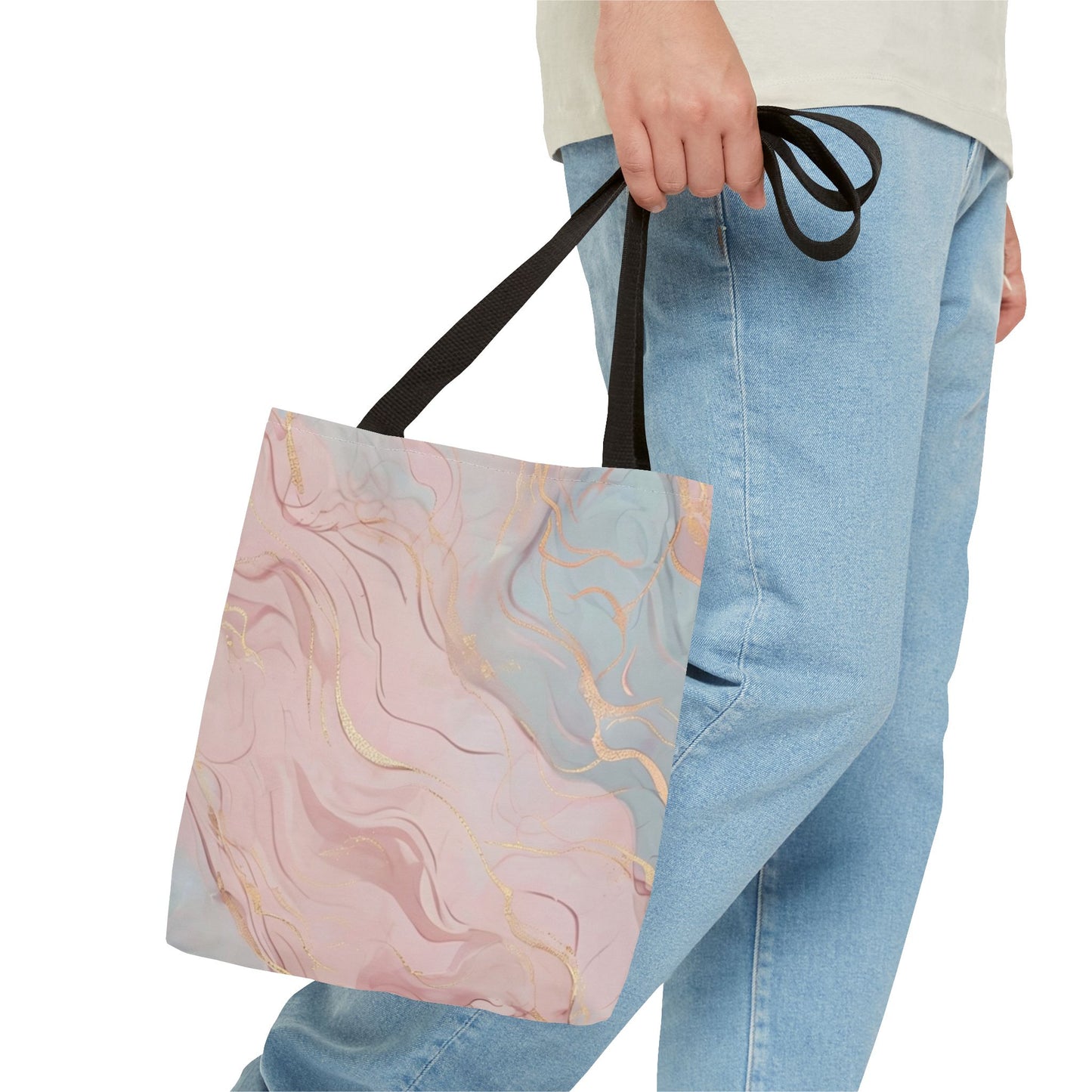 Elegant Abstract Tote Bag - Stylish Pink and Blue Design for Everyday Use