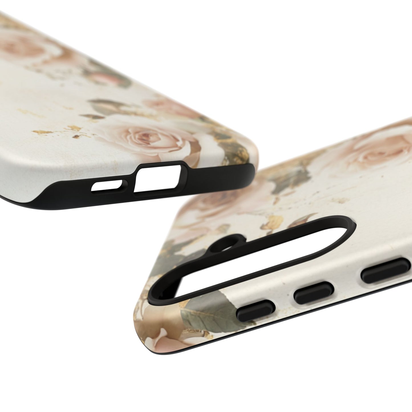 Antique Floral Tough Phone Case - Elegant Rose Design