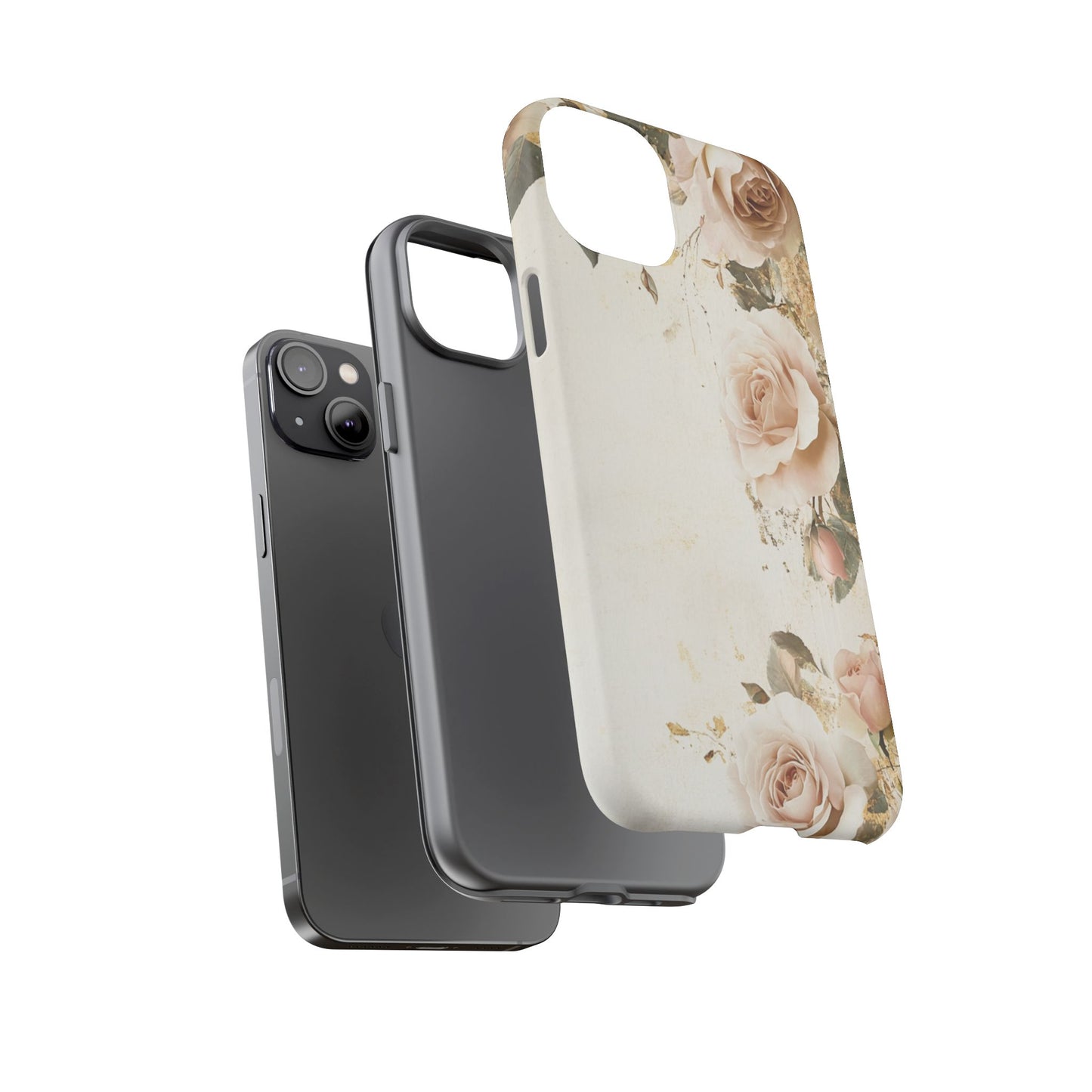Antique Floral Tough Phone Case - Elegant Rose Design
