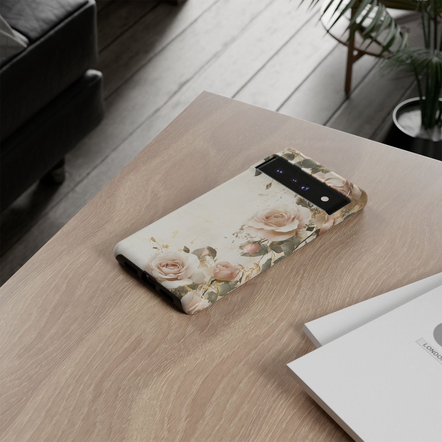 Antique Floral Tough Phone Case - Elegant Rose Design