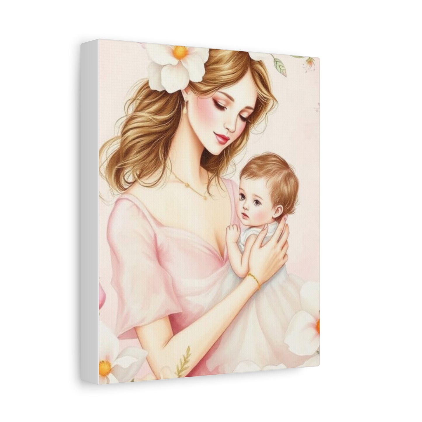 Mother and Child Canvas Art Print - Heartwarming Floral Decor