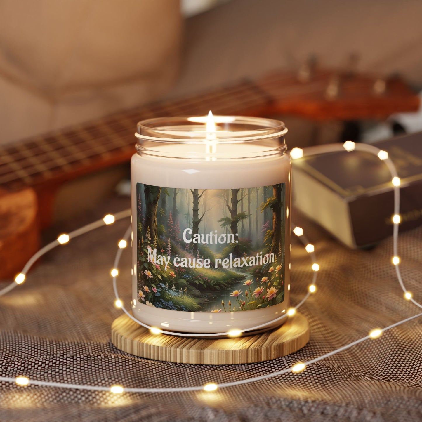 Scented Soy Candle - 'Caution: May Cause Relaxation' - 9oz Serenity Candle for Stress Relief & Home Décor, Teacher Gifts