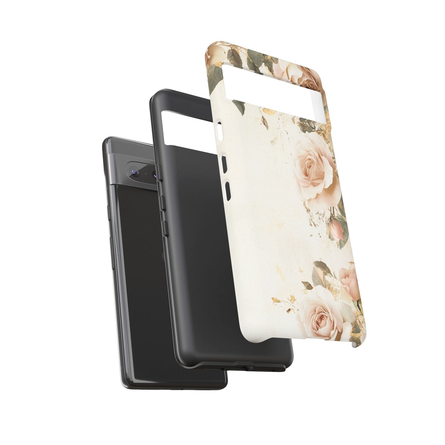 Antique Floral Tough Phone Case - Elegant Rose Design