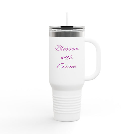 Blossom with Grace Insulated Travel Mug - 40oz, Stylish Drinkware for Adventures