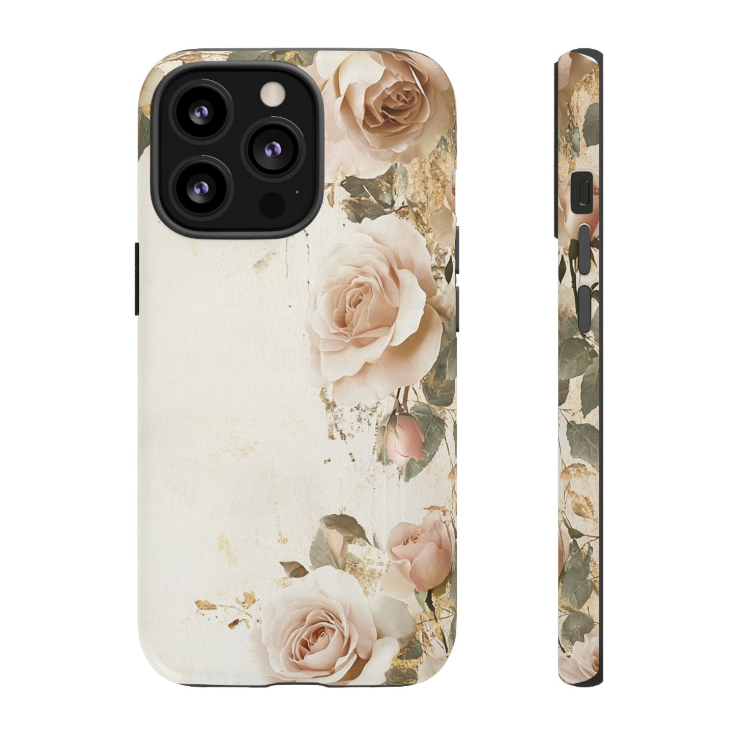 Antique Floral Tough Phone Case - Elegant Rose Design
