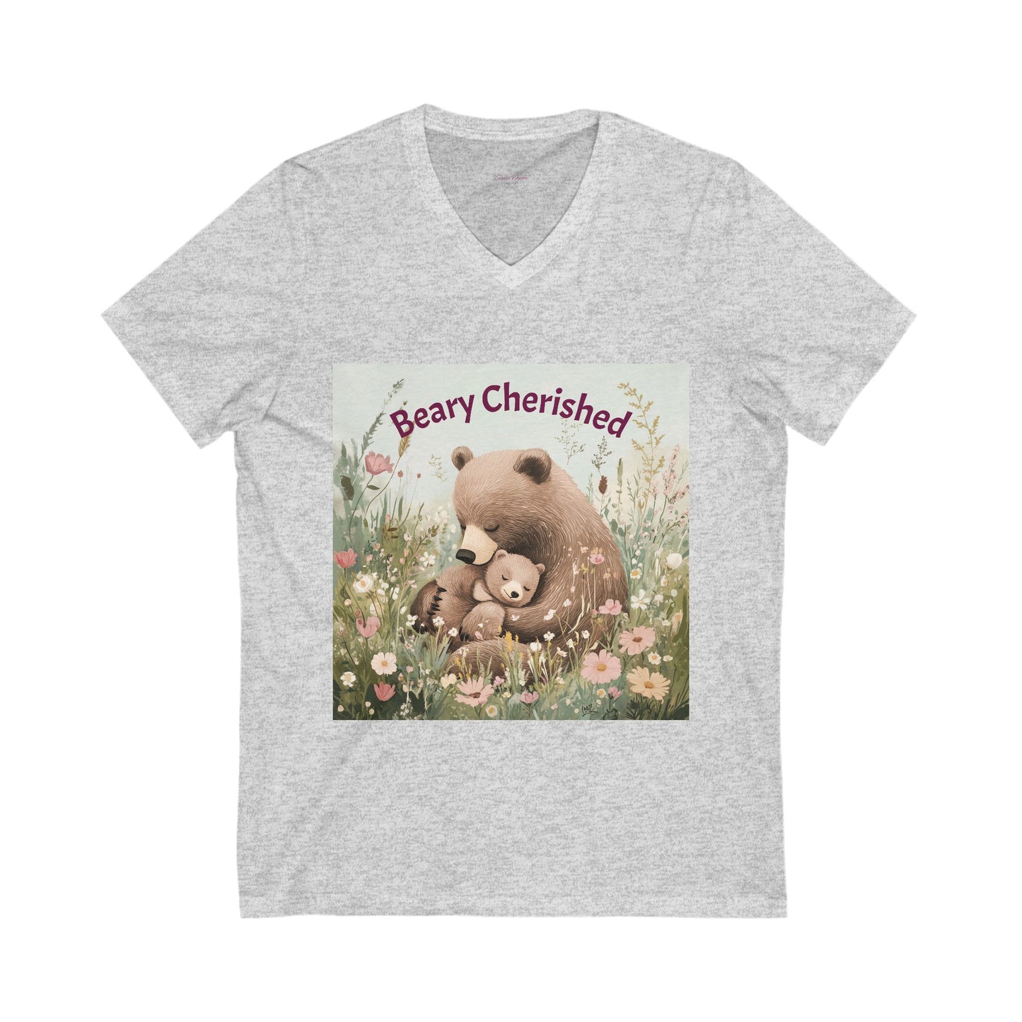 Beary Cherished Mother and Baby V-Neck Tee - Unisex Short Sleeve Shirt