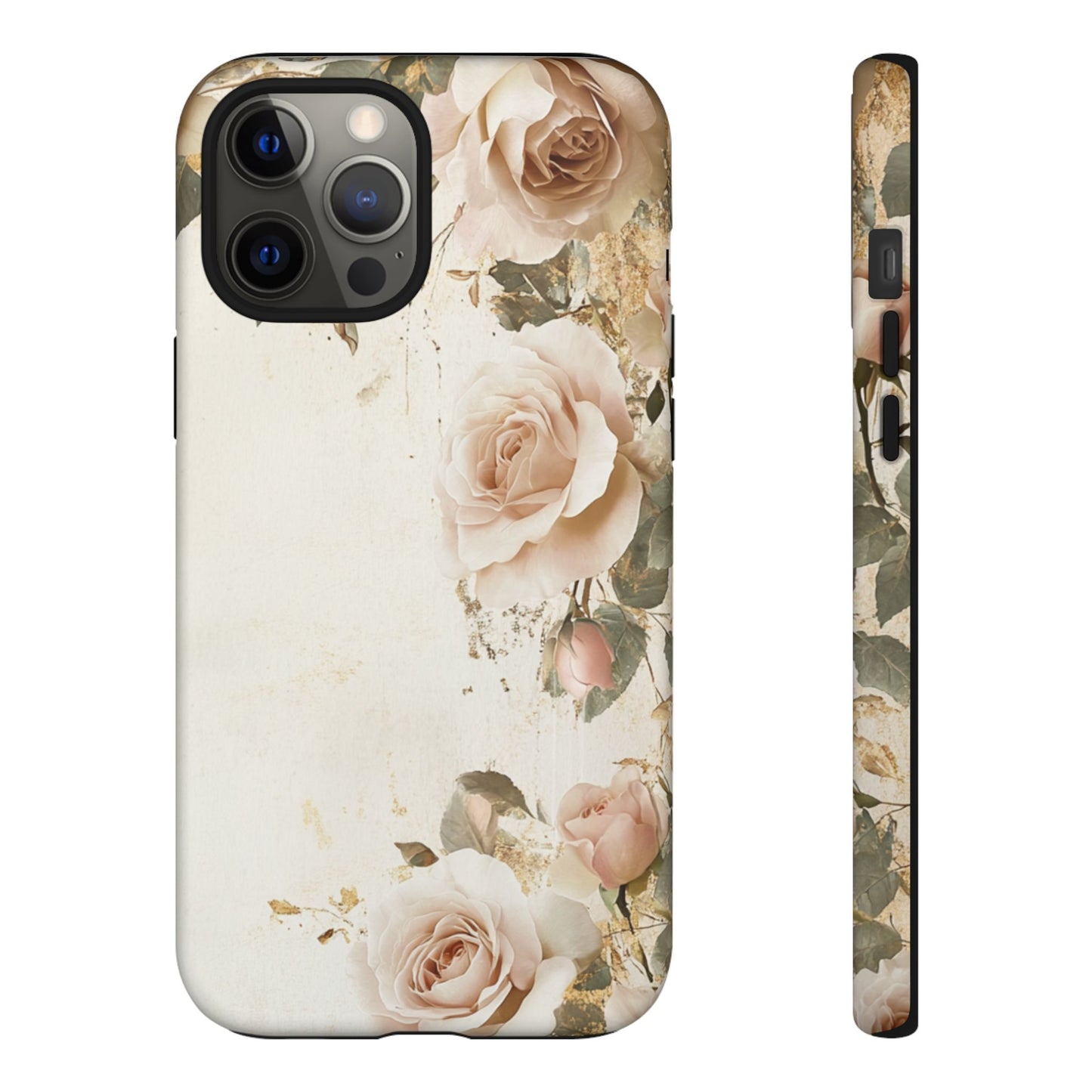 Antique Floral Tough Phone Case - Elegant Rose Design