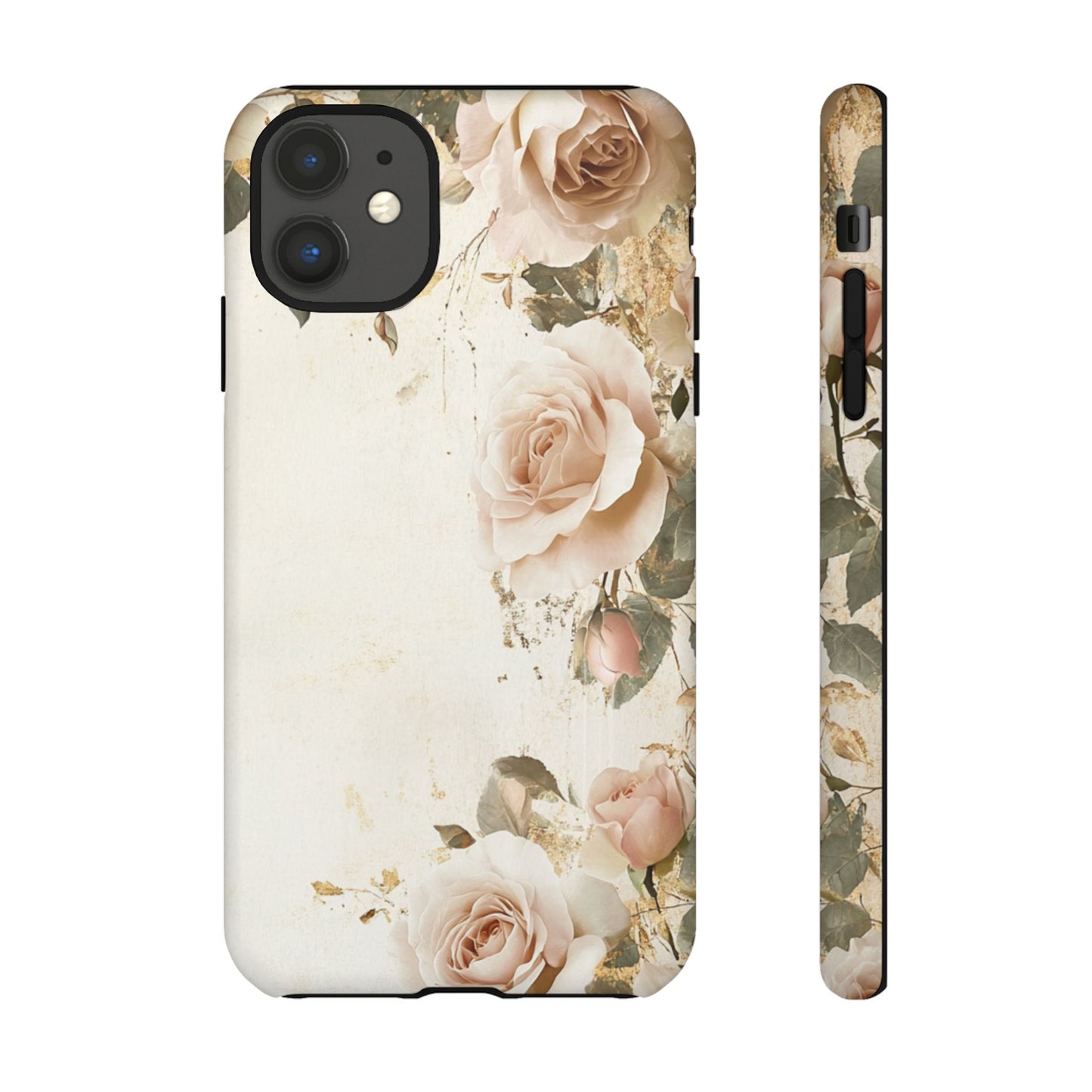 Antique Floral Tough Phone Case - Elegant Rose Design