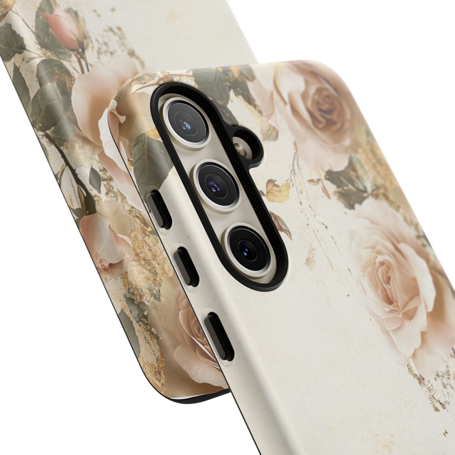 Antique Floral Tough Phone Case - Elegant Rose Design