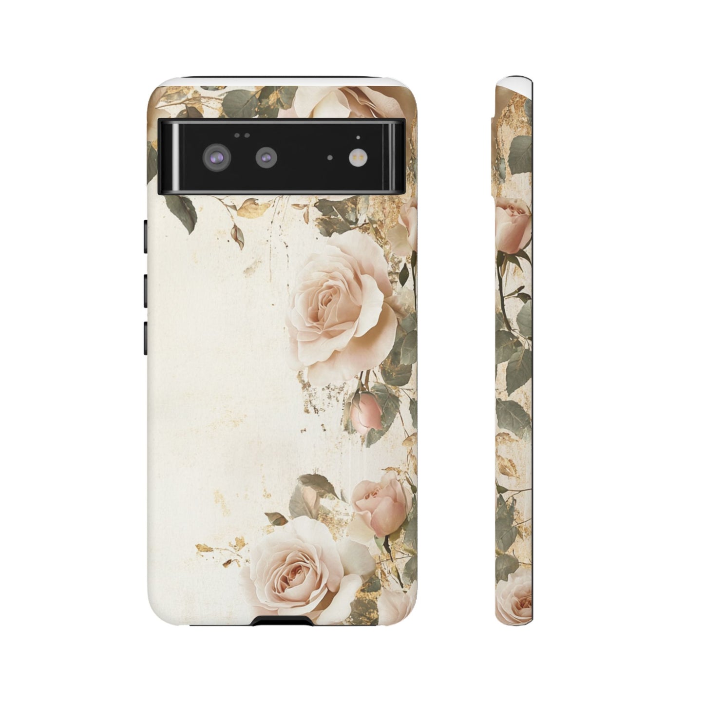 Antique Floral Tough Phone Case - Elegant Rose Design