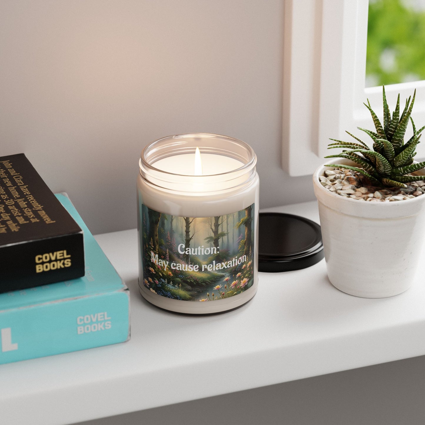Scented Soy Candle - 'Caution: May Cause Relaxation' - 9oz Serenity Candle for Stress Relief & Home Décor, Teacher Gifts