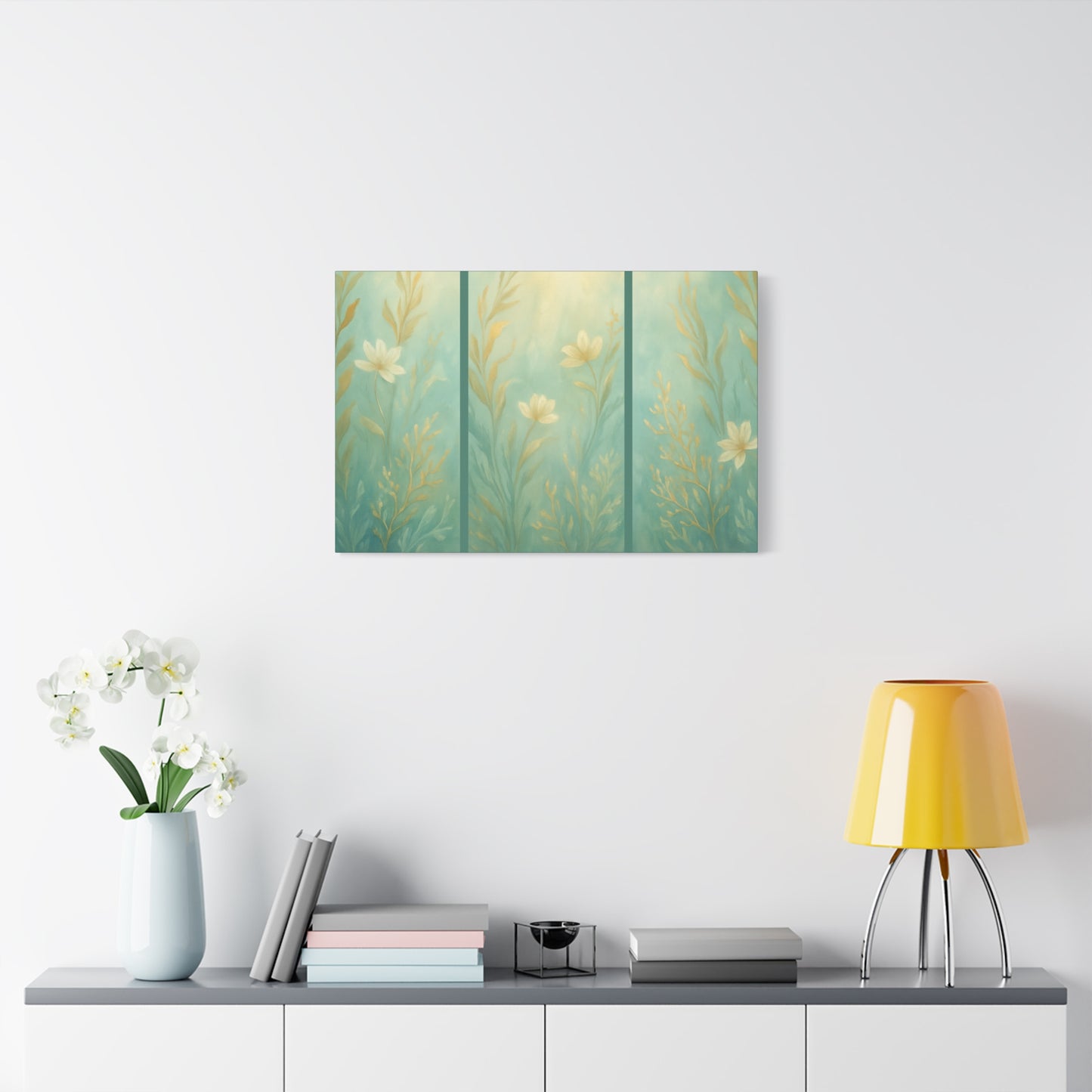 Ocean-Inspired Floral Wall Art Tranquil Home Decor for Living Room Bedroom Nature Lovers Watercolour Serene Canvas Coastal Decor Sea Garden