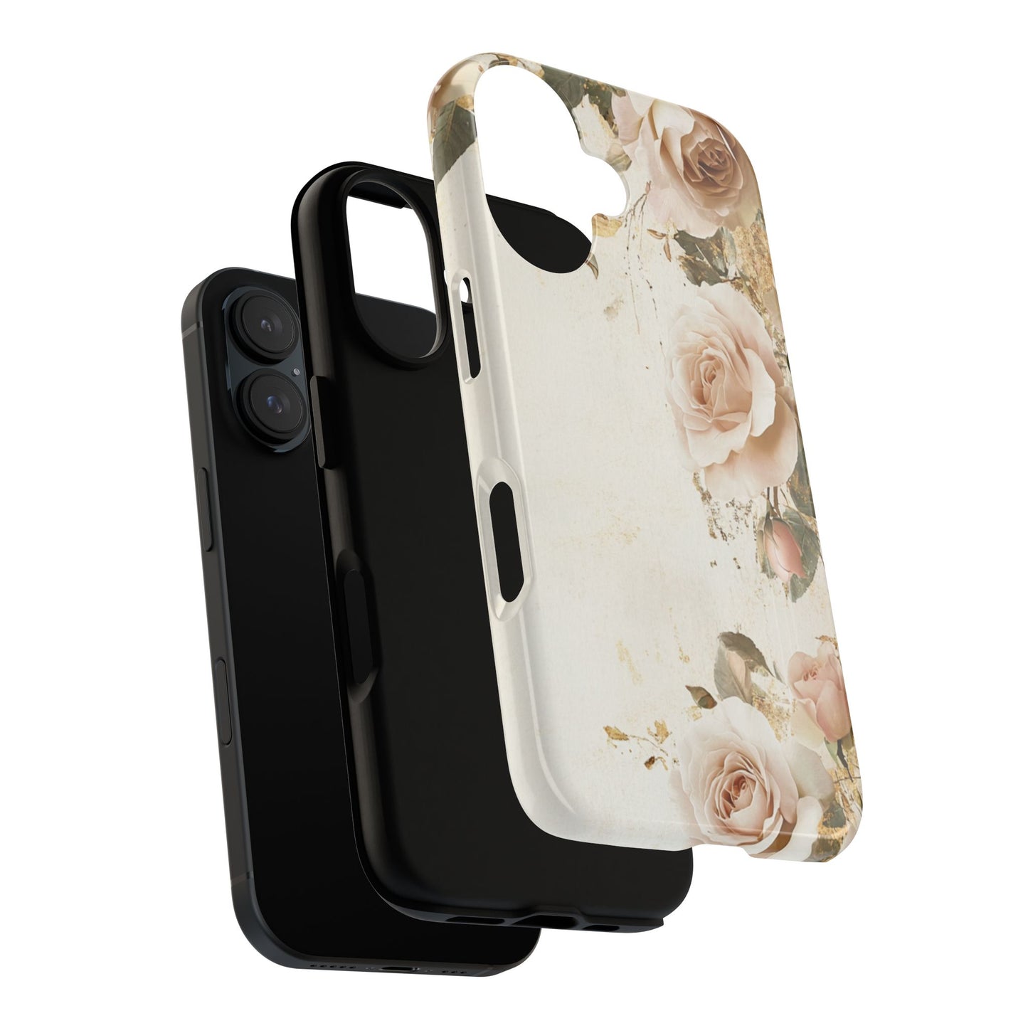 Antique Floral Tough Phone Case - Elegant Rose Design