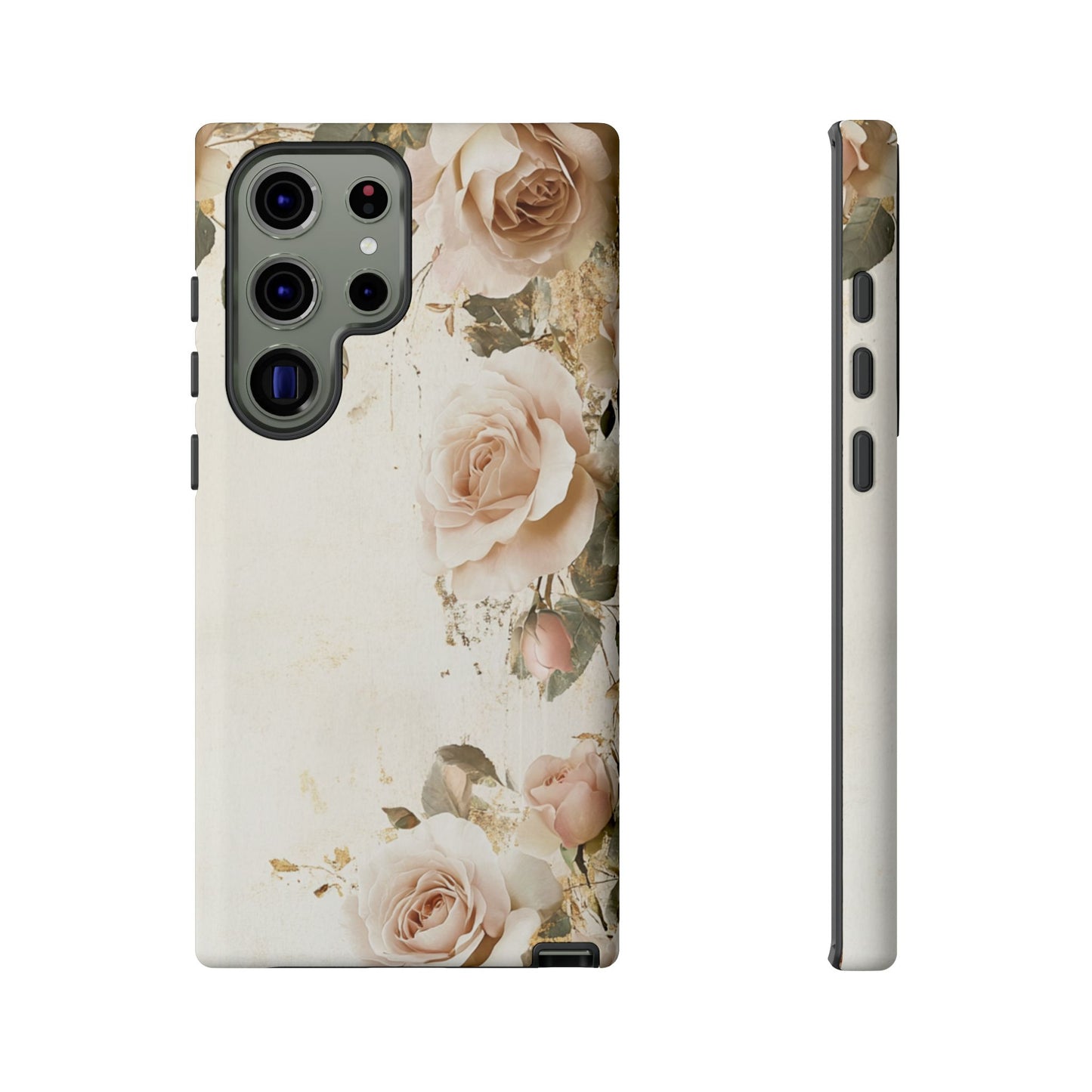 Antique Floral Tough Phone Case - Elegant Rose Design