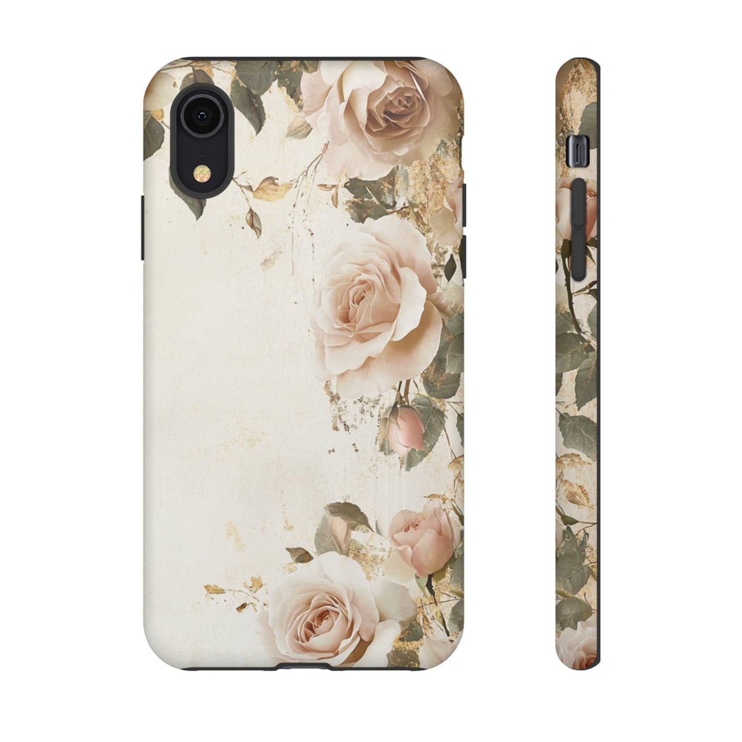Antique Floral Tough Phone Case - Elegant Rose Design