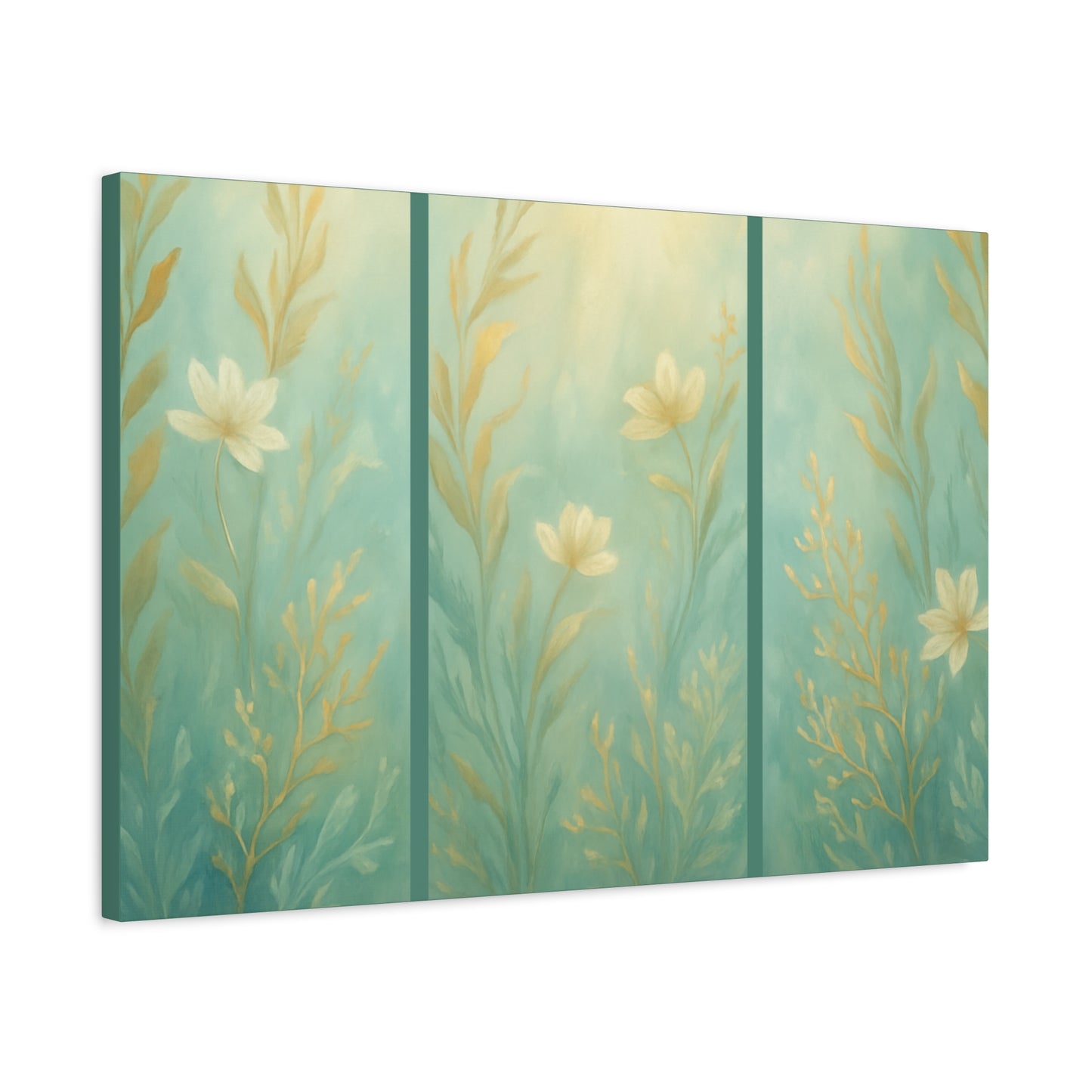 Ocean-Inspired Floral Wall Art Tranquil Home Decor for Living Room Bedroom Nature Lovers Watercolour Serene Canvas Coastal Decor Sea Garden
