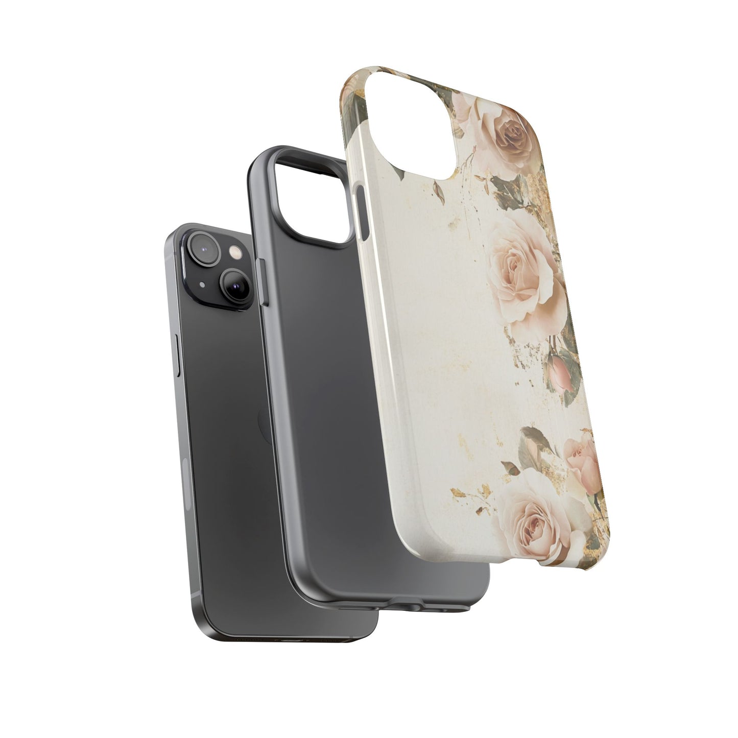 Antique Floral Tough Phone Case - Elegant Rose Design