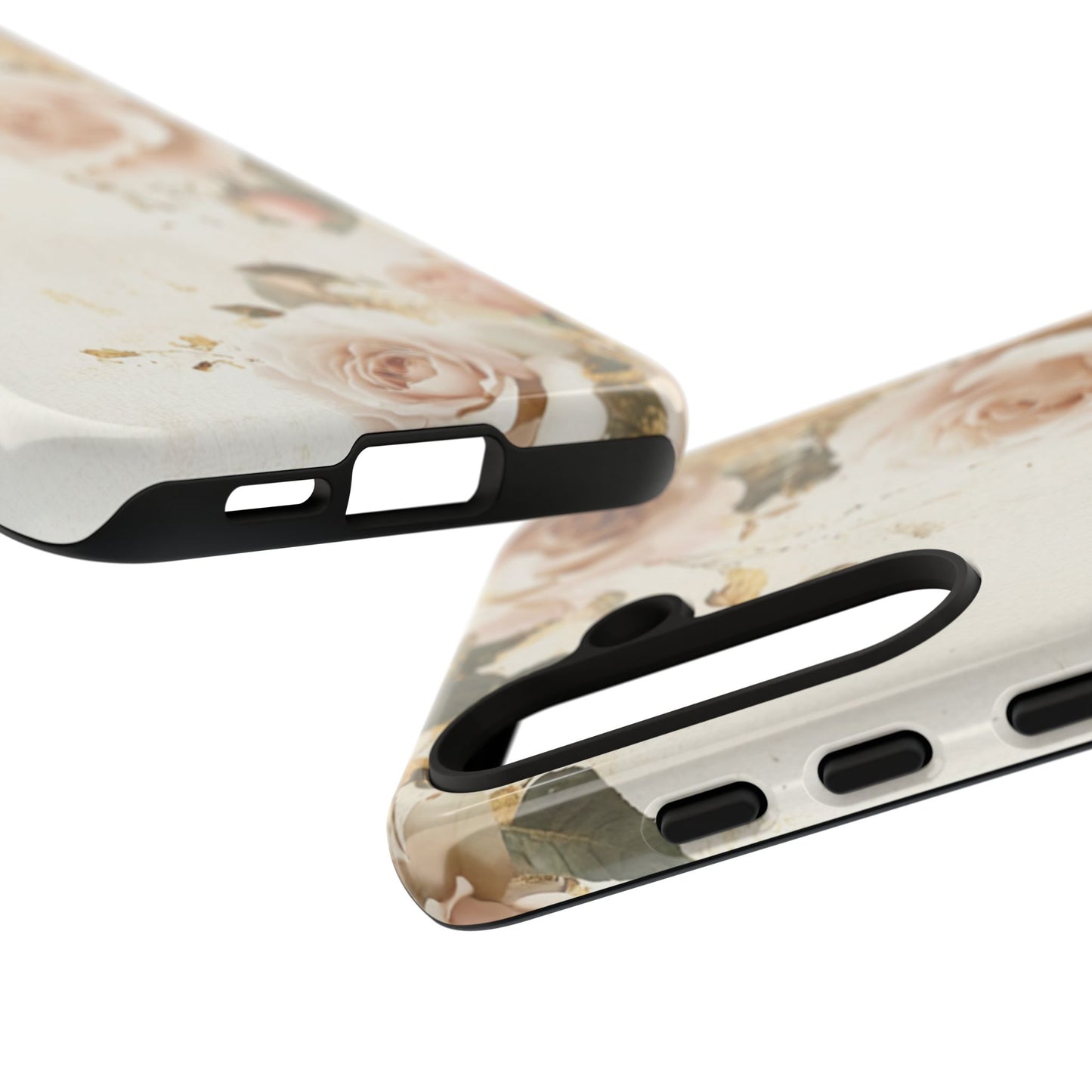 Antique Floral Tough Phone Case - Elegant Rose Design