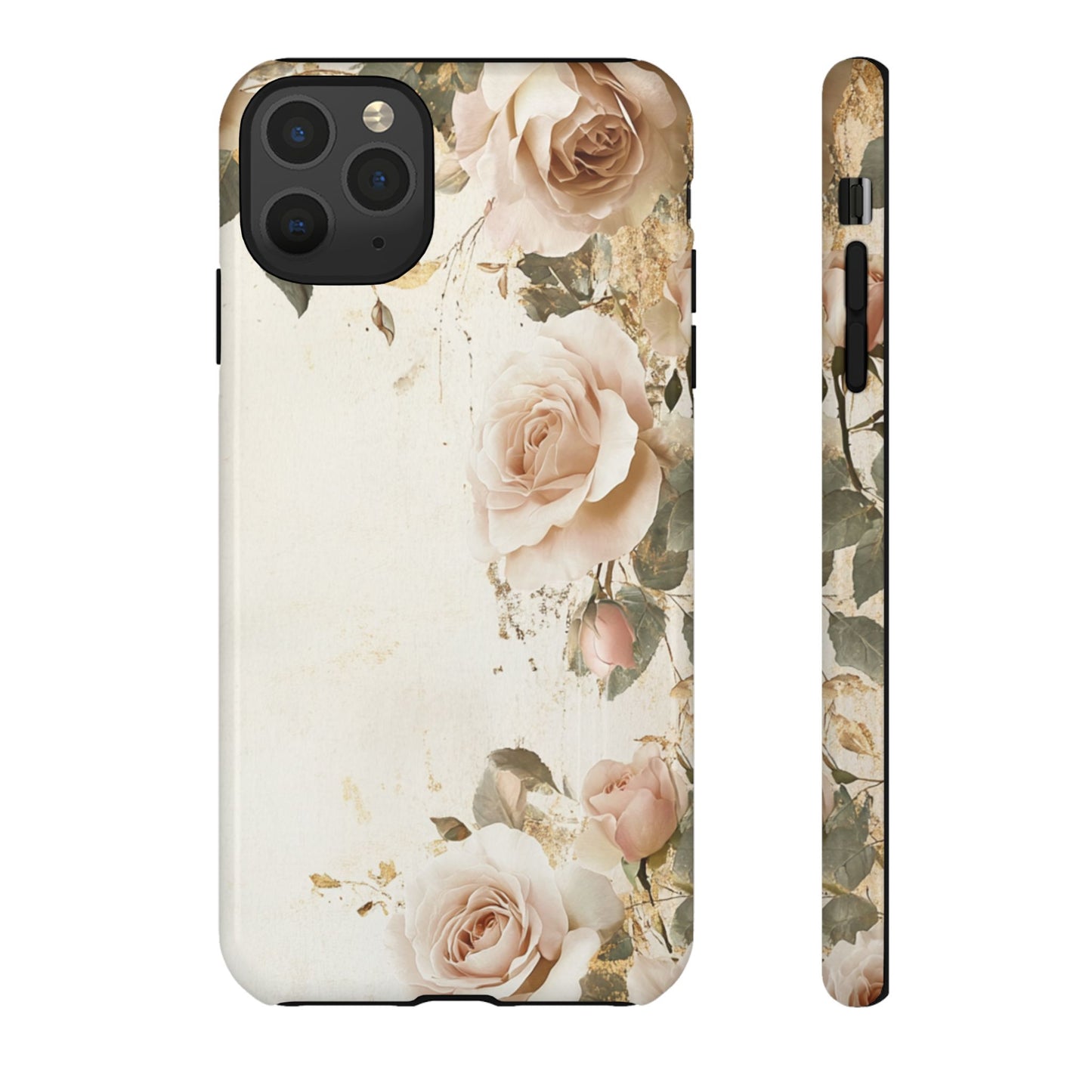 Antique Floral Tough Phone Case - Elegant Rose Design