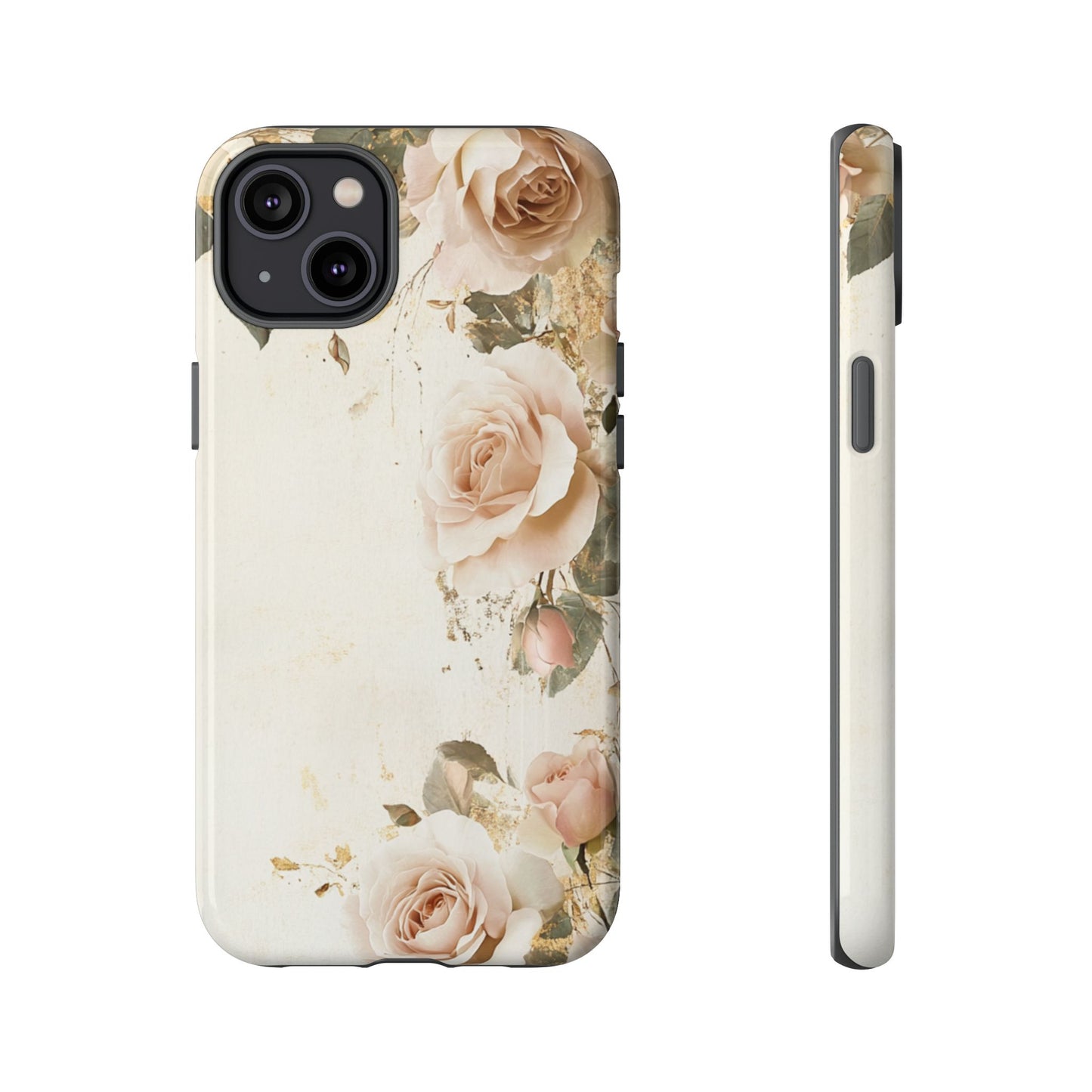 Antique Floral Tough Phone Case - Elegant Rose Design