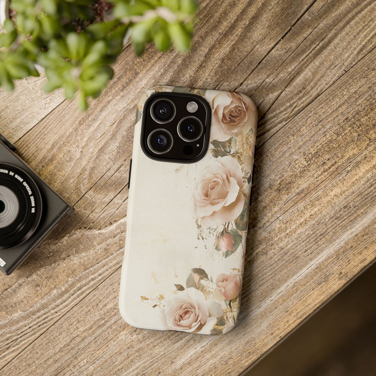 Antique Floral Tough Phone Case - Elegant Rose Design