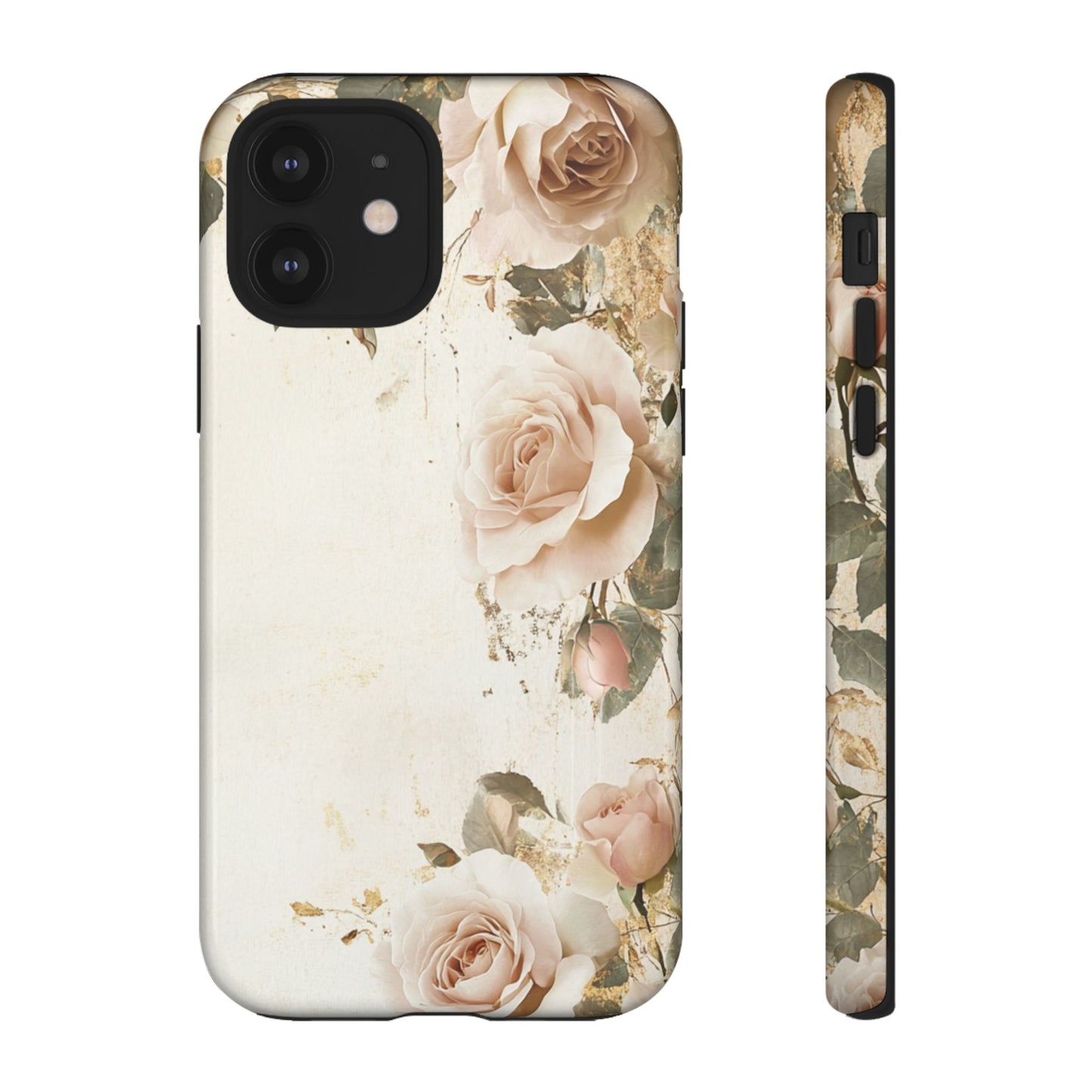 Antique Floral Tough Phone Case - Elegant Rose Design