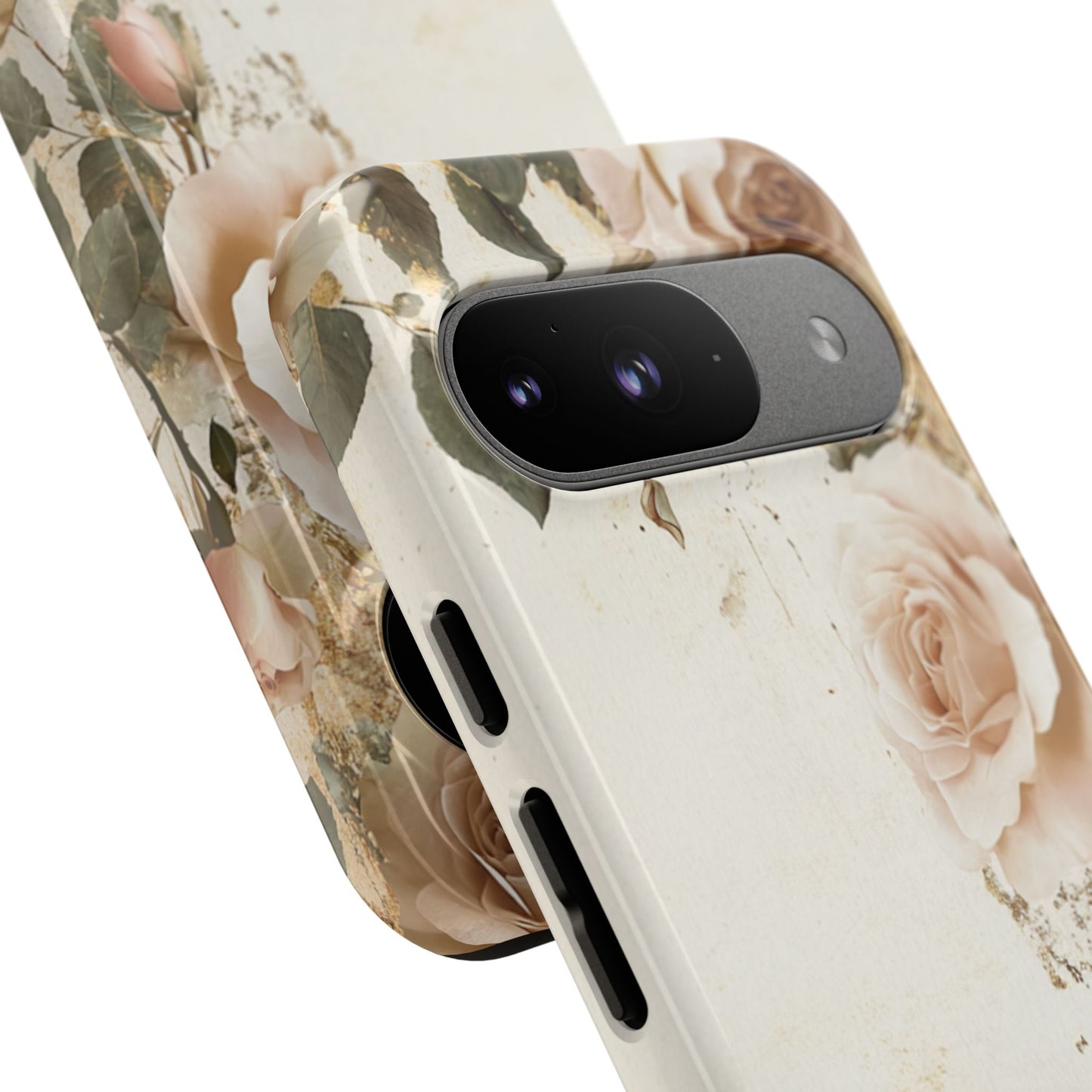 Antique Floral Tough Phone Case - Elegant Rose Design