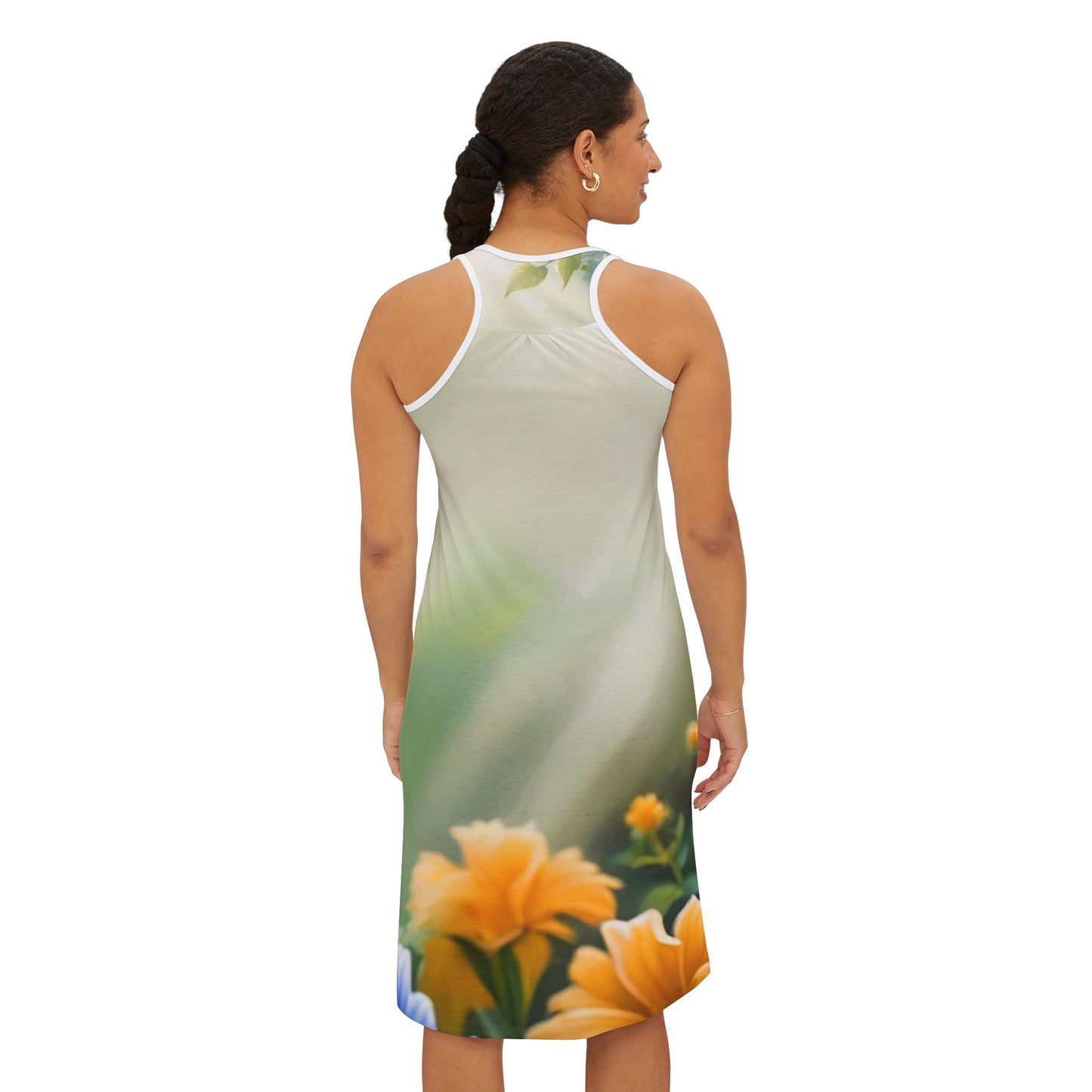 Majestic Hummingbird Racerback Dress, Summer Sun Dress, Casual Wear, Beach Day Out, Garden Party, Eco-Friendly Fashion, Nature Inspired
