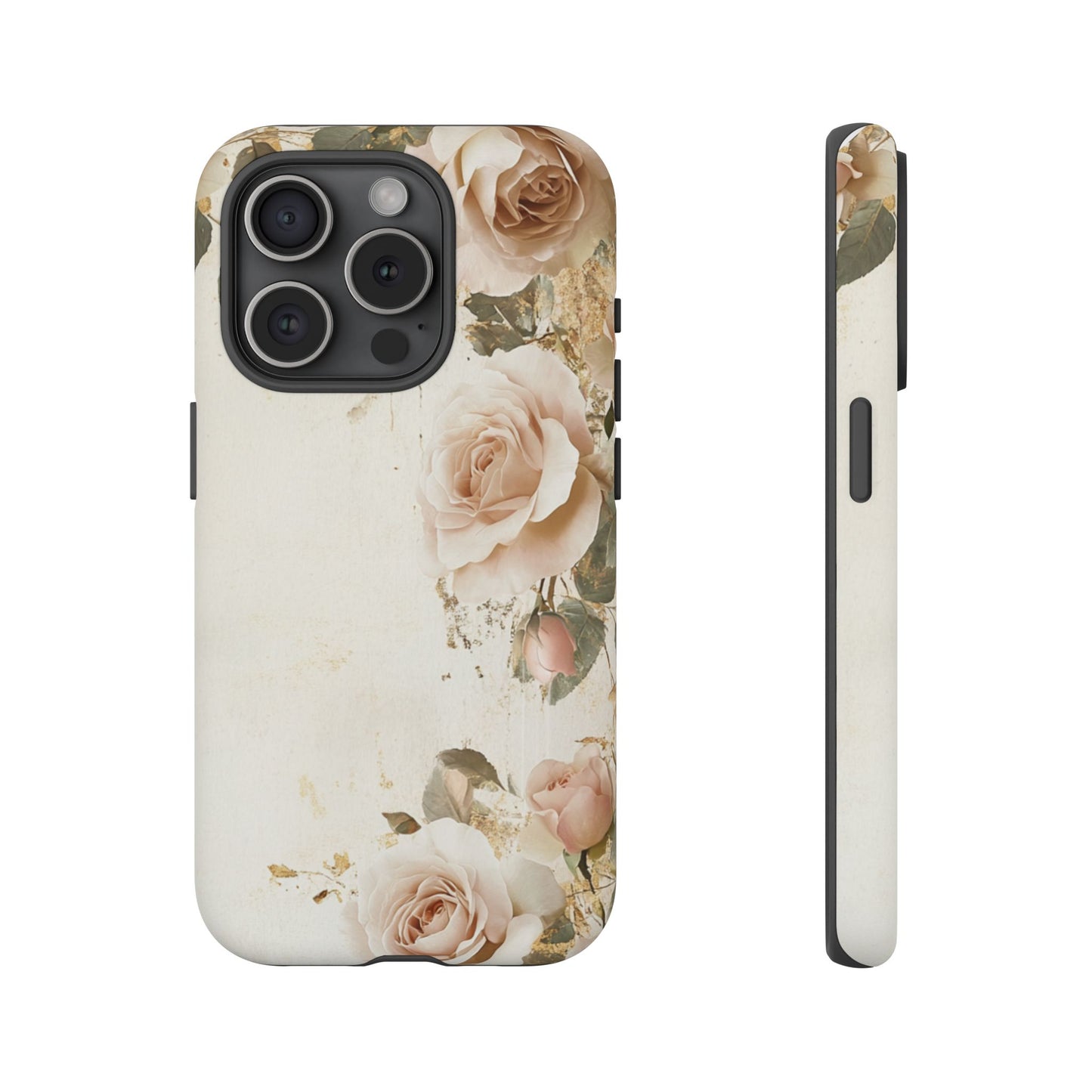Antique Floral Tough Phone Case - Elegant Rose Design