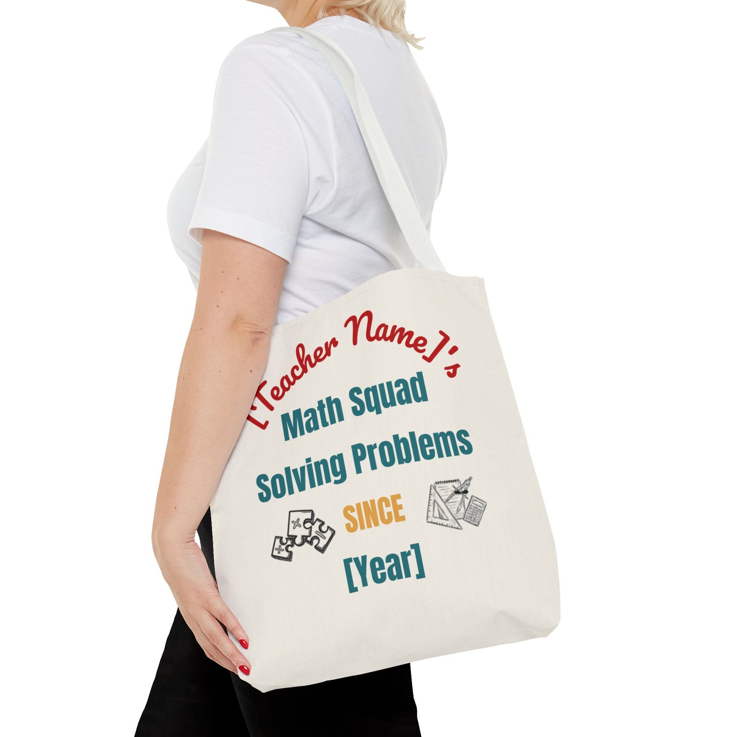 Personalized Teacher Tote Bag, Math Squad Bag, School Supply Tote, Gift for Teachers, Classroom Essentials, Teacher Appreciation